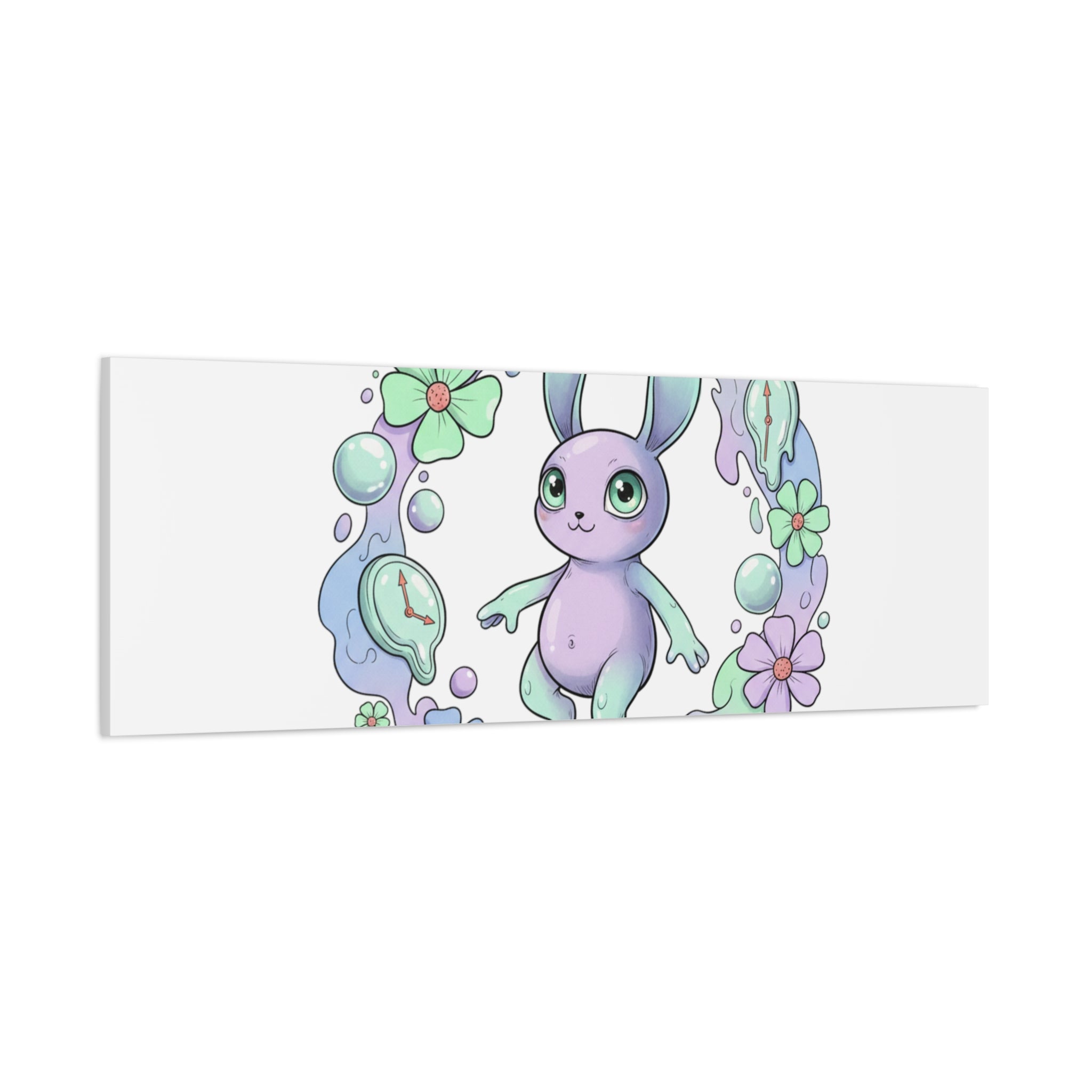 Micro-Surreal Bunny Wreath Canvas | Weirdcore Micro-Surrealism Art