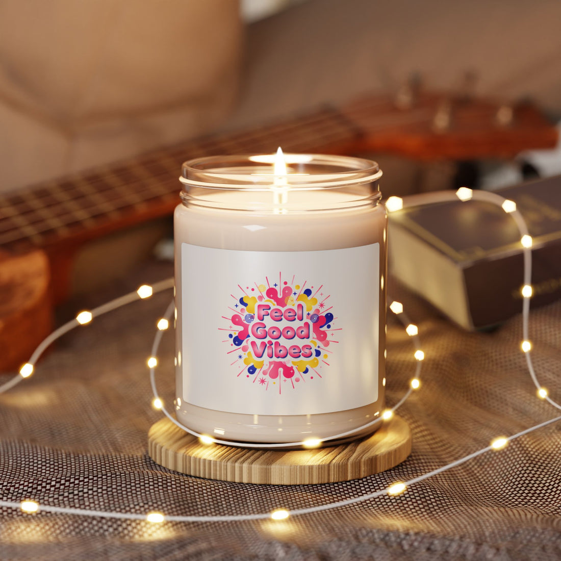 Feel Good Vibes Candle | Dopamine Decor, Neon Gradient Soy Jar