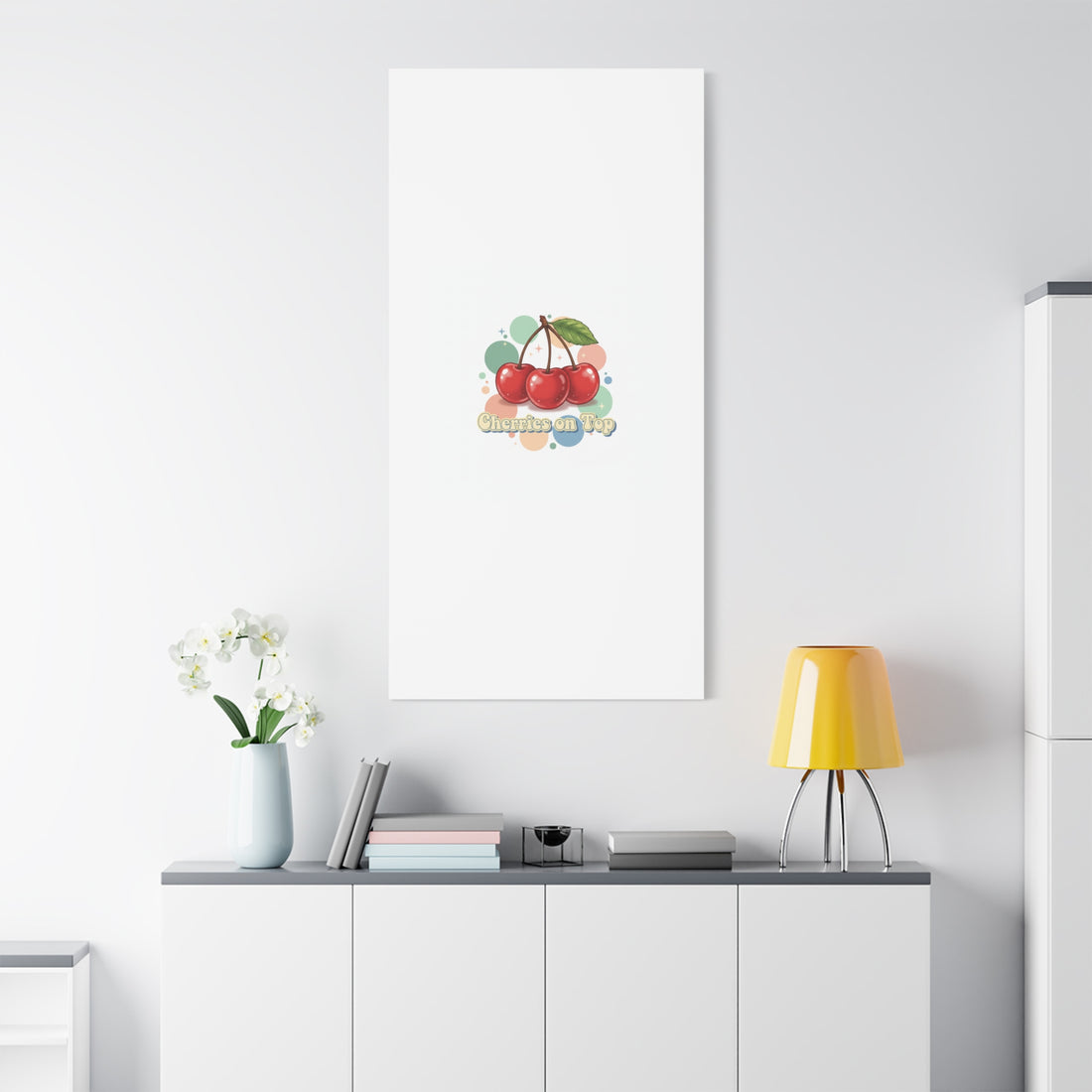 Cherries on Top Canvas | Retro Kawaii Fruit Wall Art