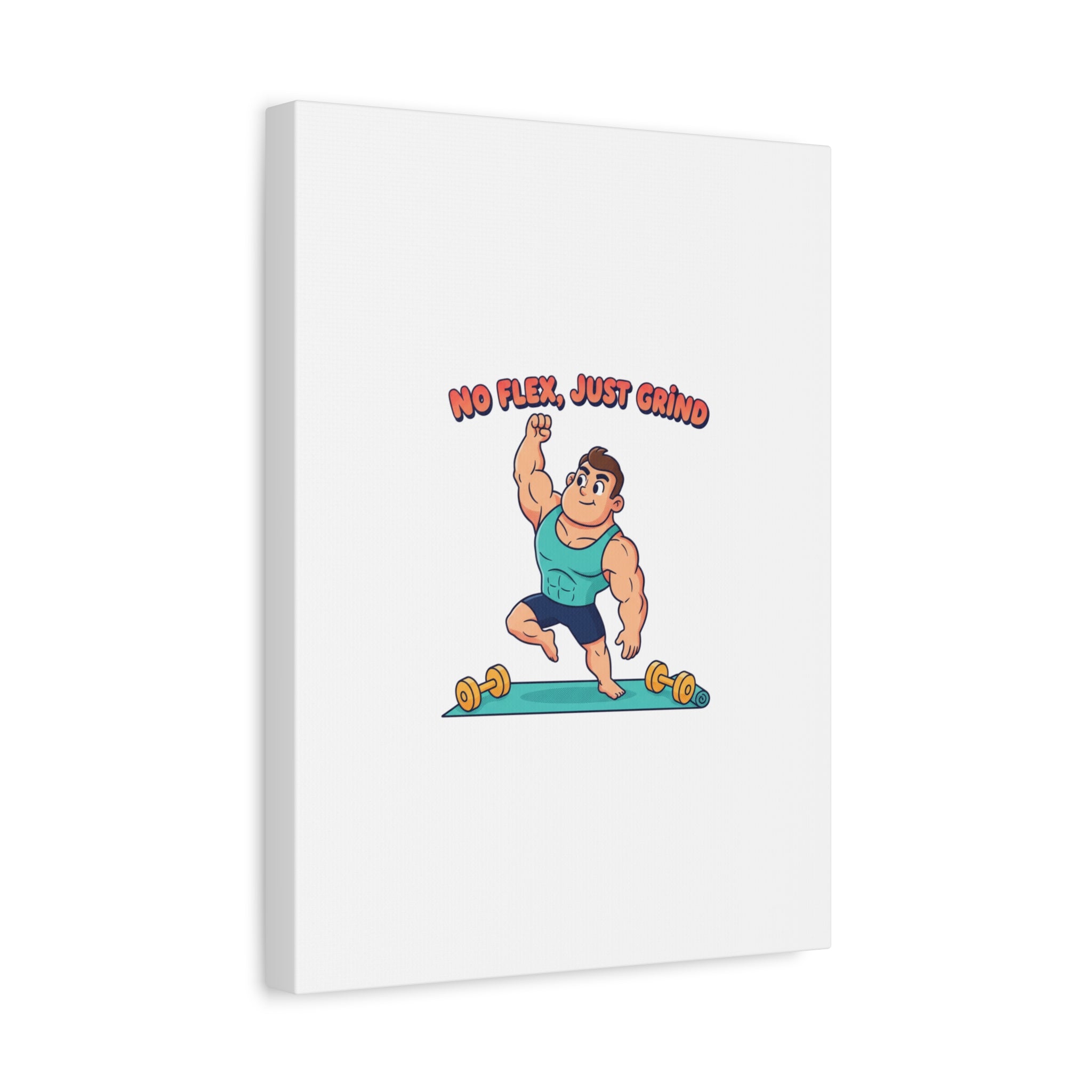 No Flex Just Grind canvas, Gymtimidation humor wall art | start small fitness décor