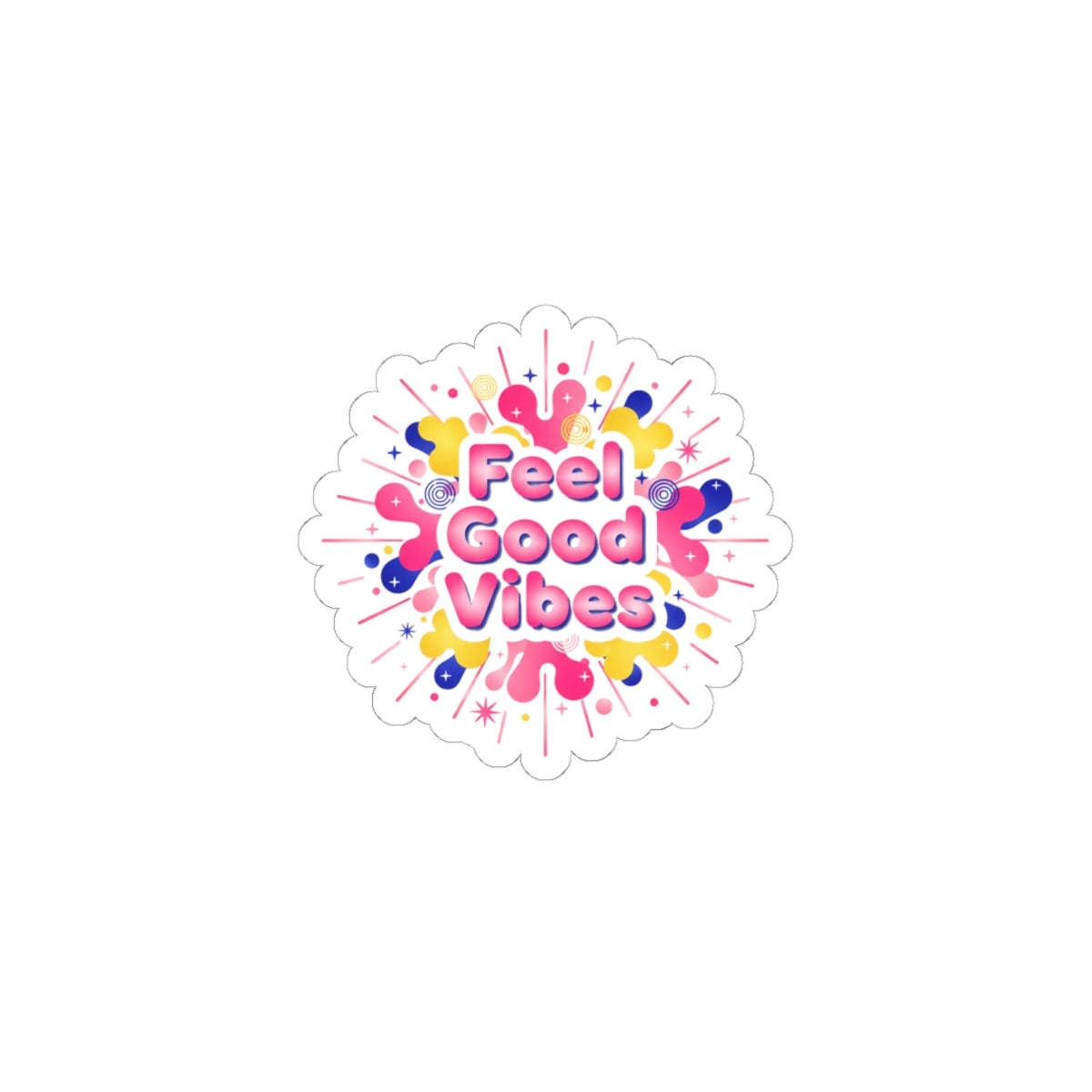 Feel Good Vibes Sticker | Dopamine Decor, Neon Gradient Squishy Art