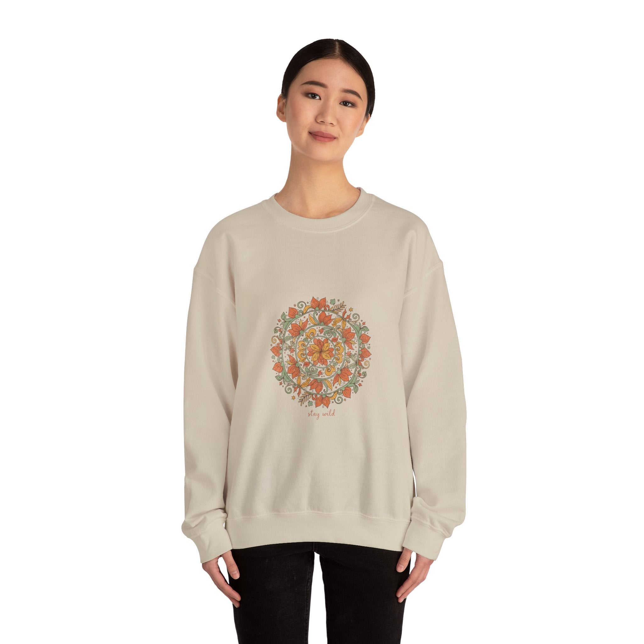 Boho Mandala Sweatshirt, mandala pattern print, vintage paisley design