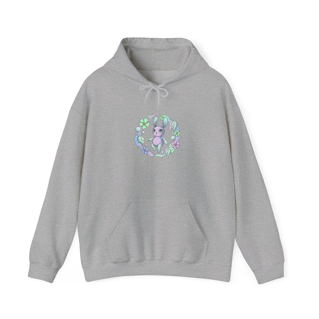 Surreal Pastel Bunny Wreath Hoodie | micro-surrealism, weirdcore graphic
