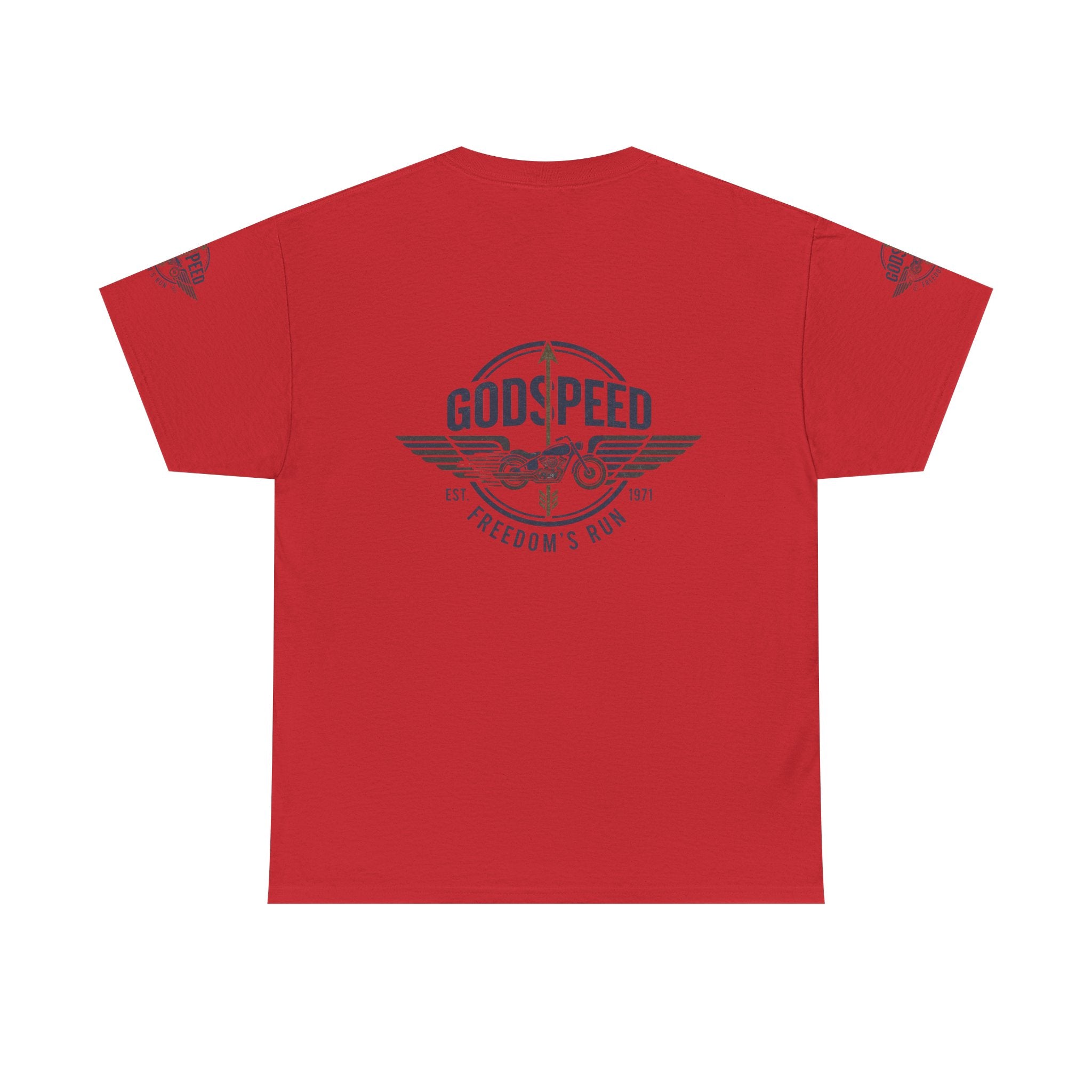 Godspeed Freedom Run Unisex Heavy Cotton Tee, Classic Graphic T-Shirt, Casual Wear, Gift for Runners, Vintage Style Apparel