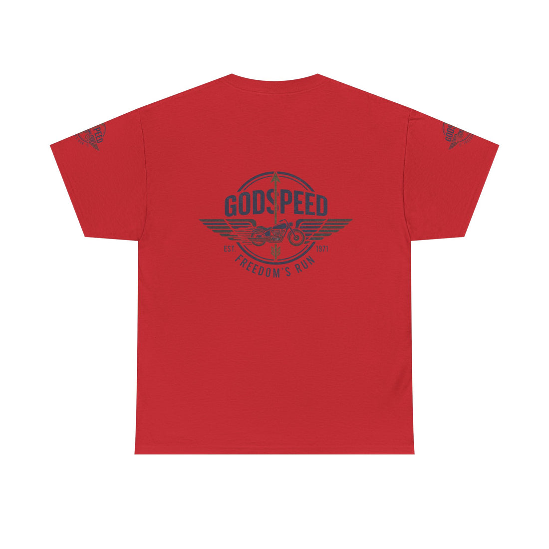 Godspeed Freedom Run Unisex Heavy Cotton Tee, Classic Graphic T-Shirt, Casual Wear, Gift for Runners, Vintage Style Apparel