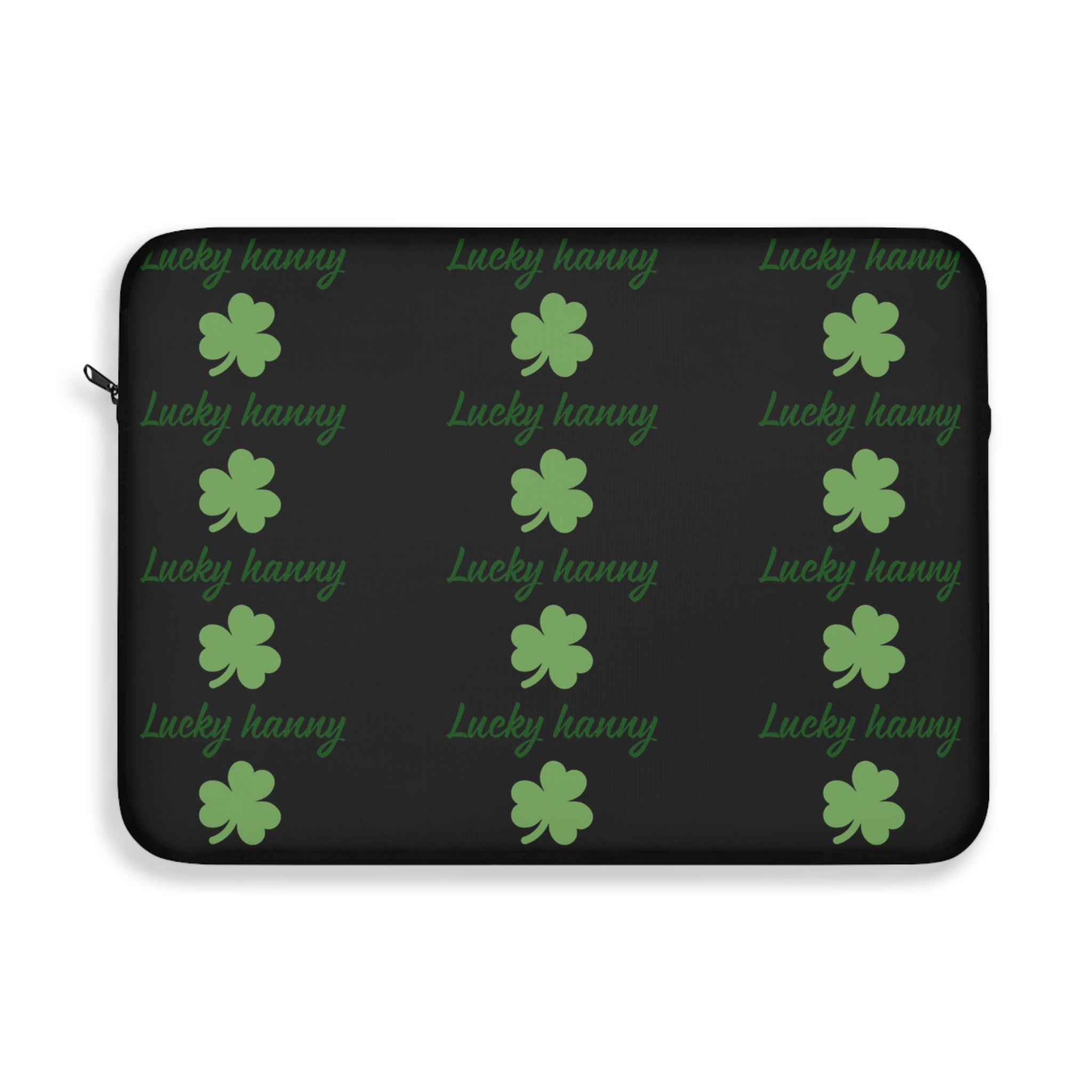 Lucky Hanny Clovers Laptop Sleeve | St. Patrick's Day Gift | Trendy Tech Case | Lucky Charm Sleeve | Green Shamrock Design - Goat Corp