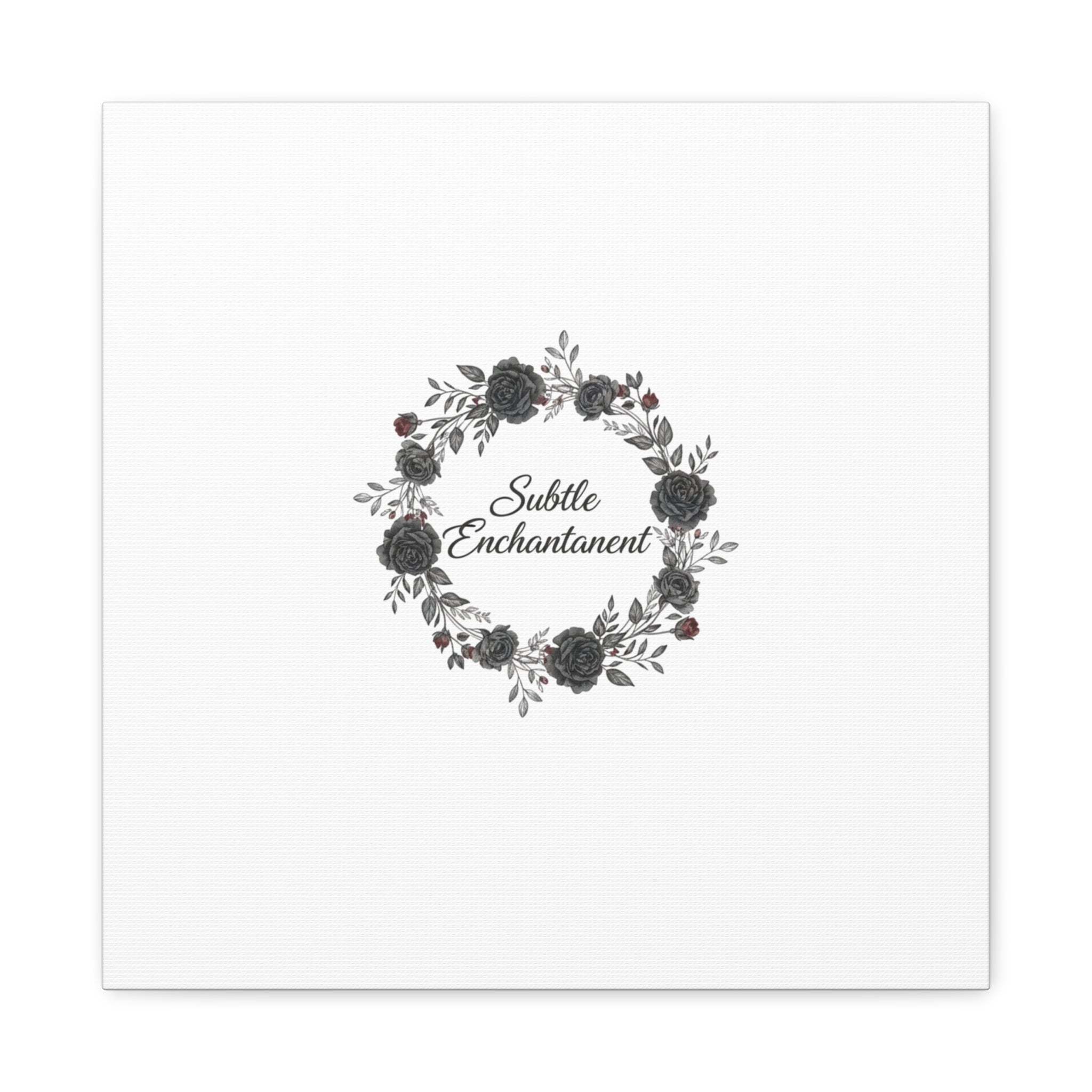 Moon Rose Wreath Canvas, Romantic Gothic Lite, Soft Goth Floral Wall Art