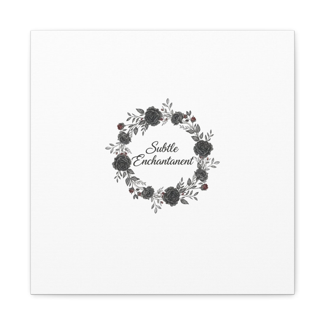 Moon Rose Wreath Canvas, Romantic Gothic Lite, Soft Goth Floral Wall Art