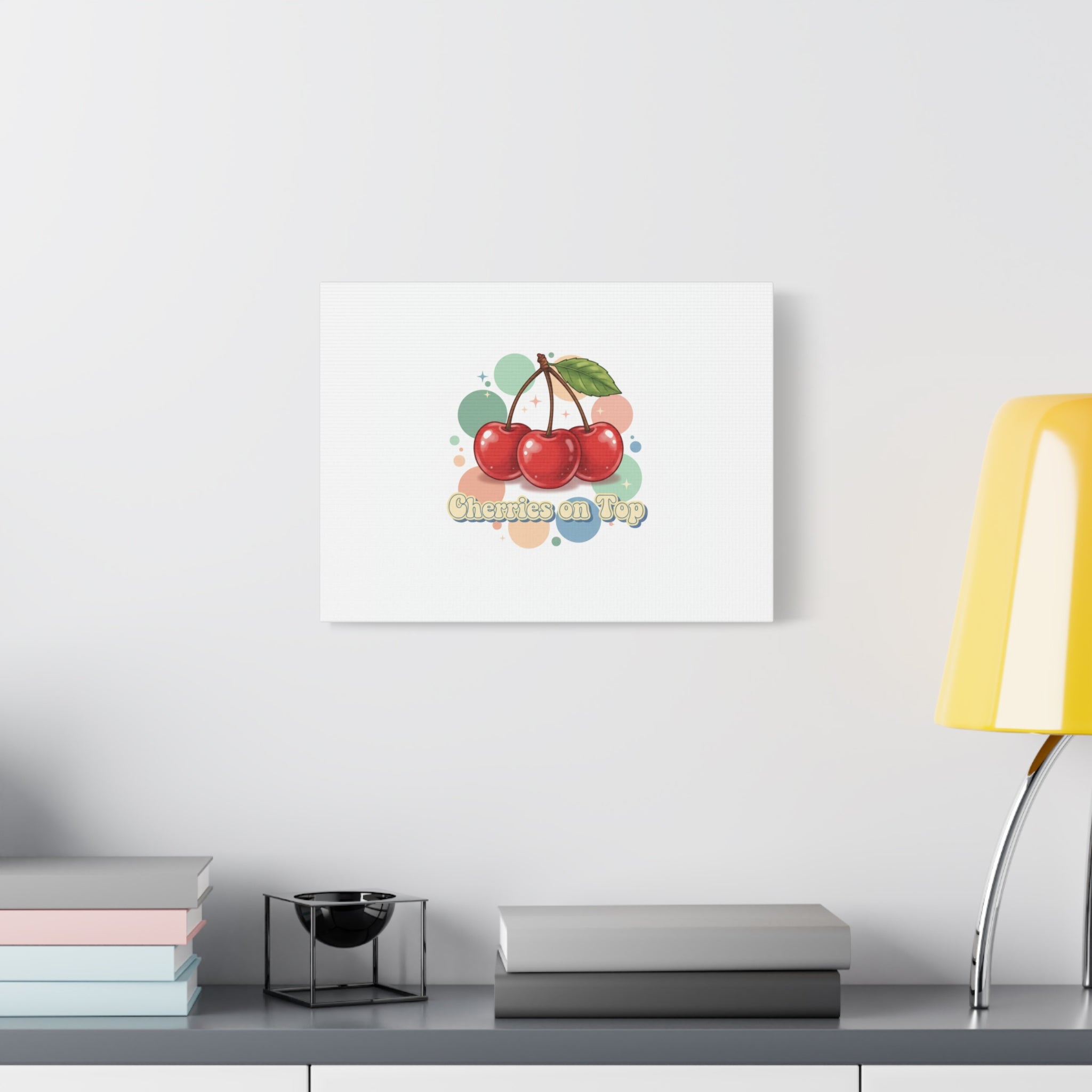 Cherries on Top Canvas | Retro Kawaii Fruit Wall Art