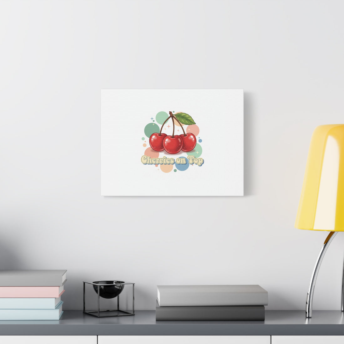 Cherries on Top Canvas | Retro Kawaii Fruit Wall Art