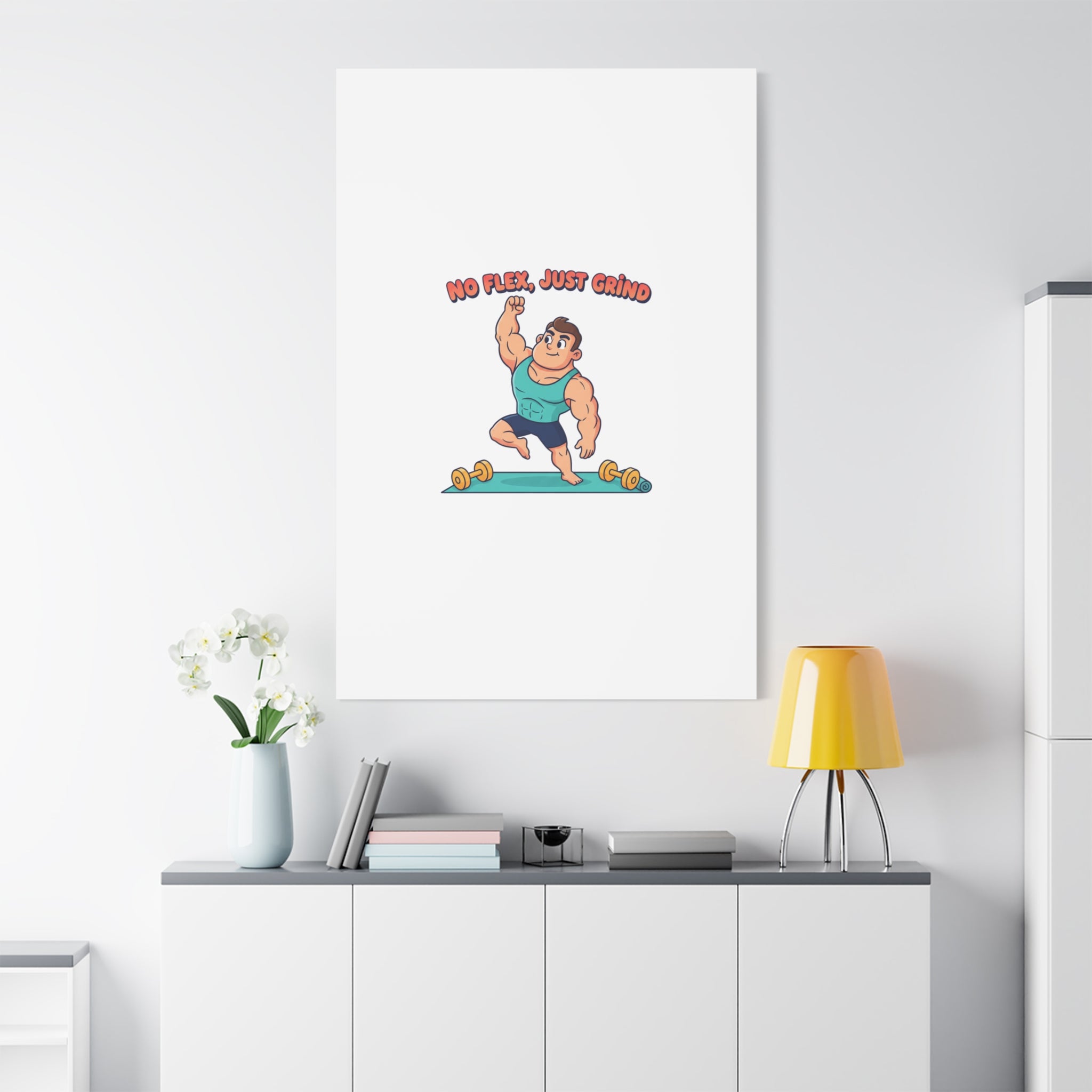 No Flex Just Grind canvas, Gymtimidation humor wall art | start small fitness décor
