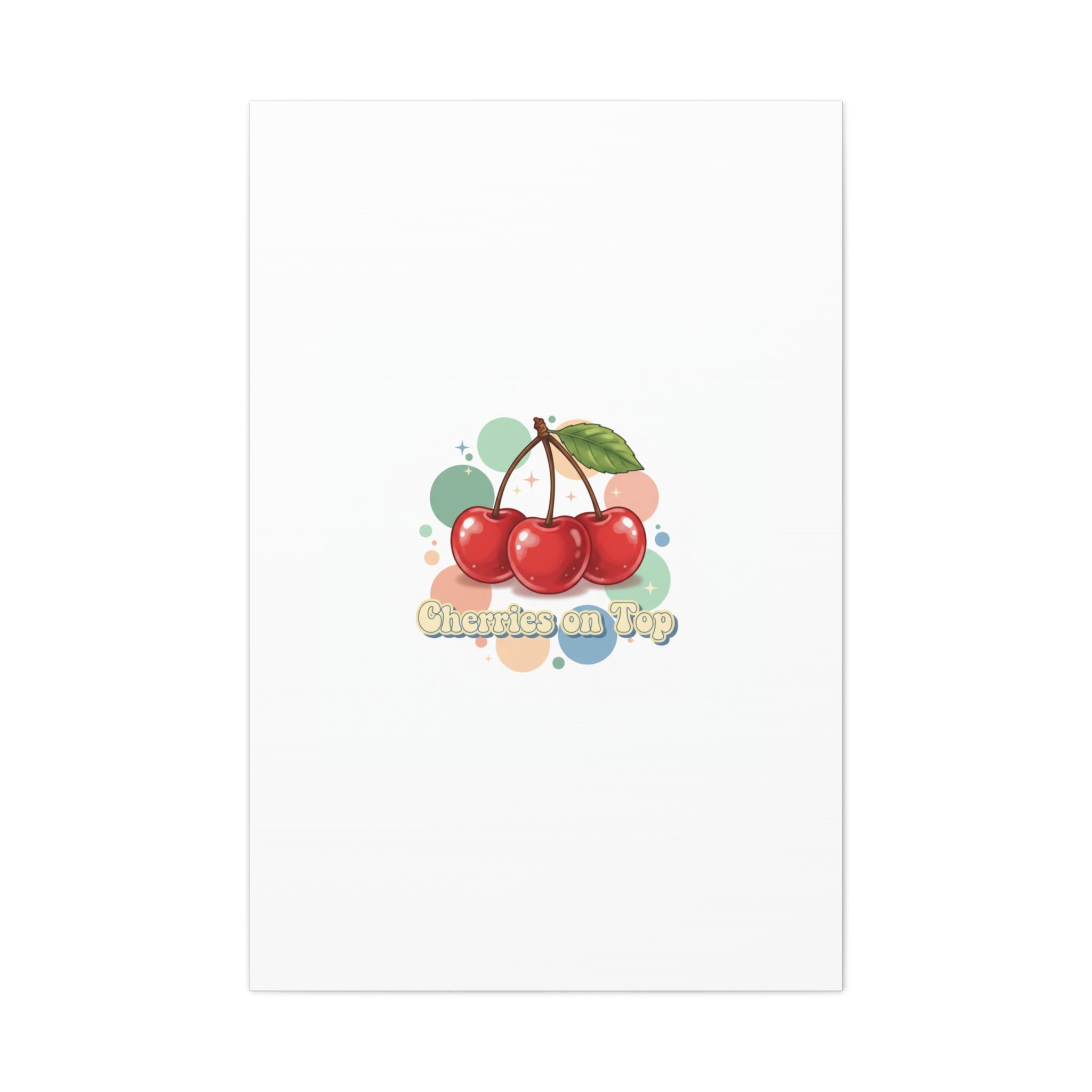 Cherries on Top Canvas | Retro Kawaii Fruit Wall Art