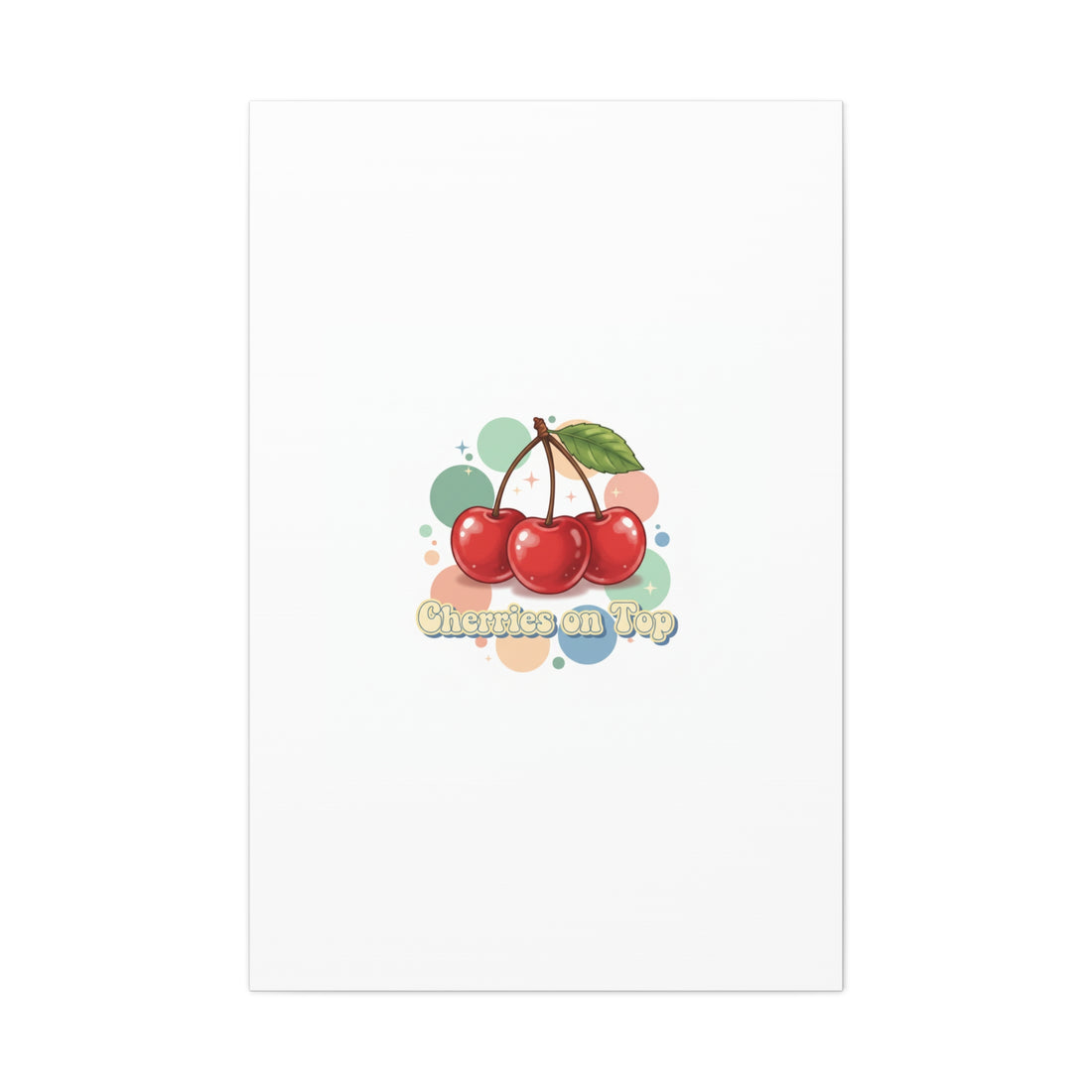 Cherries on Top Canvas | Retro Kawaii Fruit Wall Art