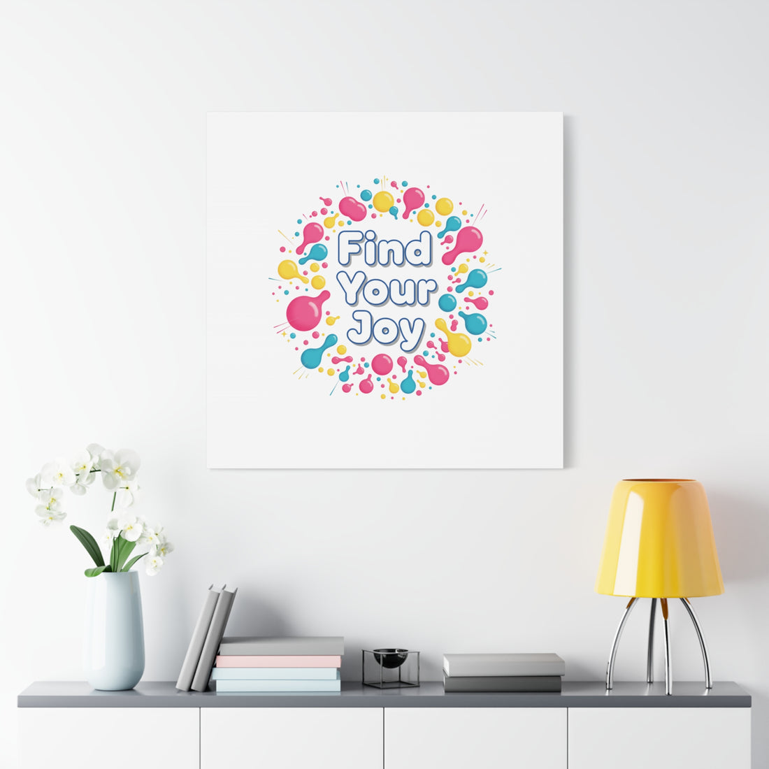 Find Your Joy Canvas | Dopamine Decor, Neon Gradient Squiggle Art
