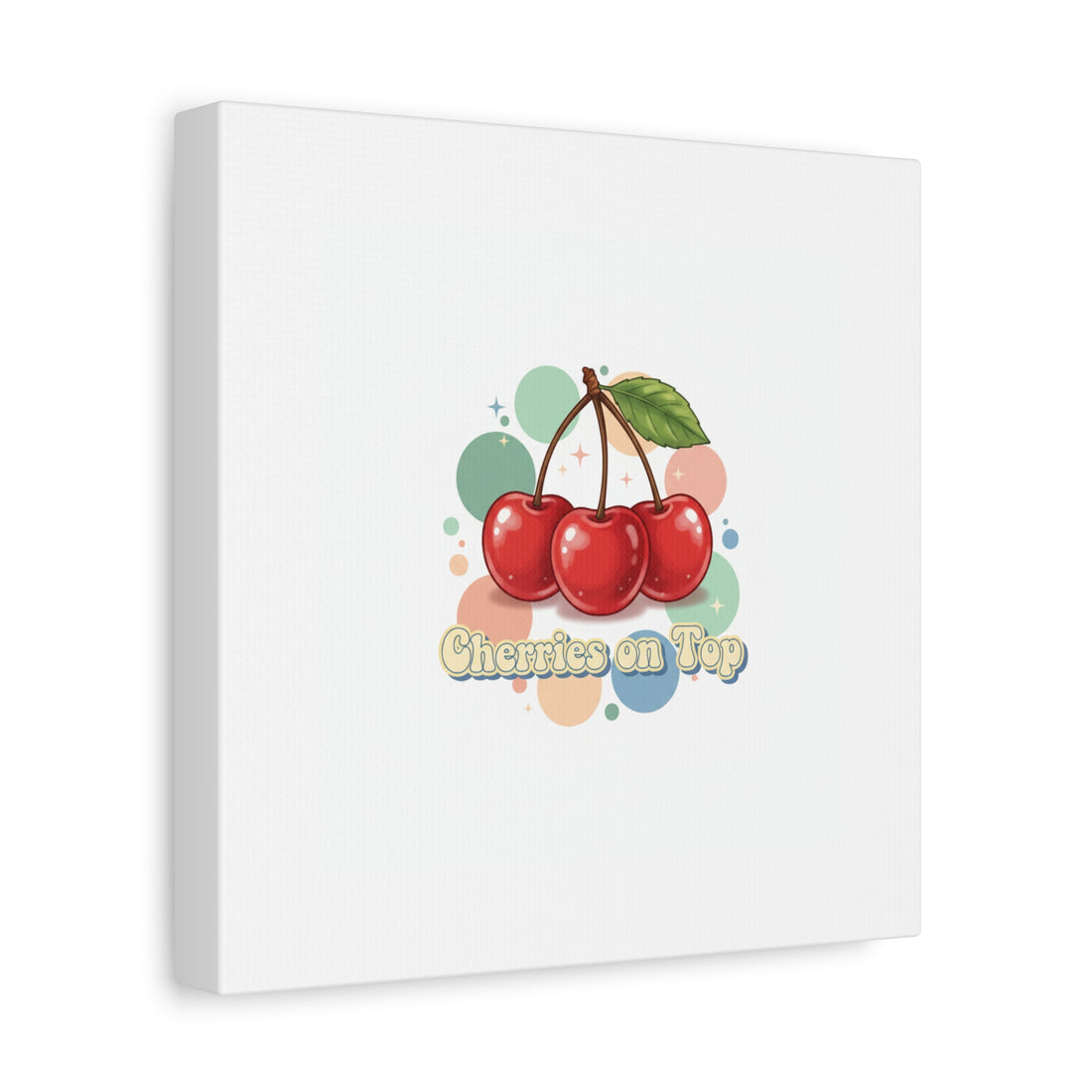 Cherries on Top Canvas | Retro Kawaii Fruit Wall Art