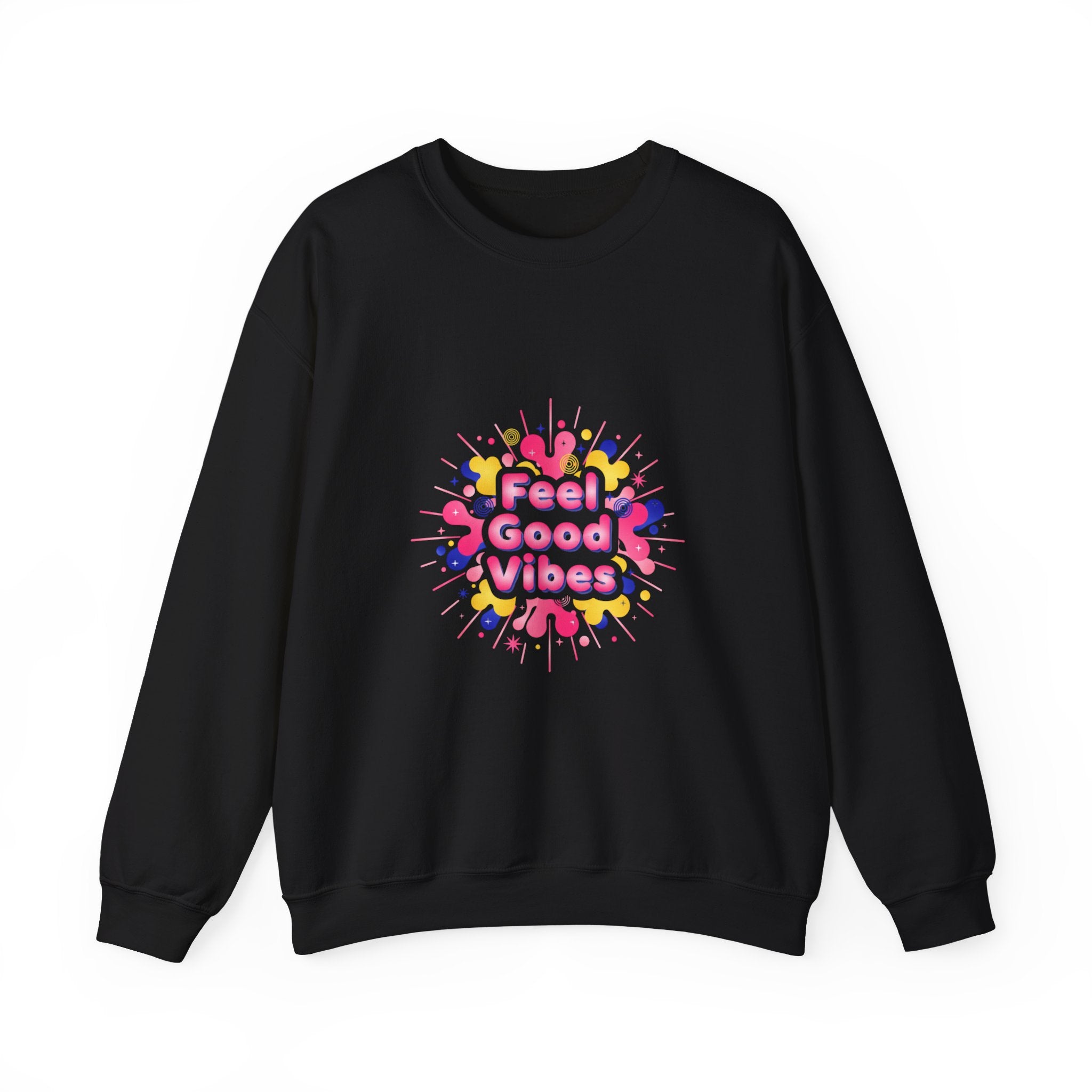 Feel Good Vibes Crewneck Sweatshirt | Dopamine Decor, Neon Gradient Squiggle Art