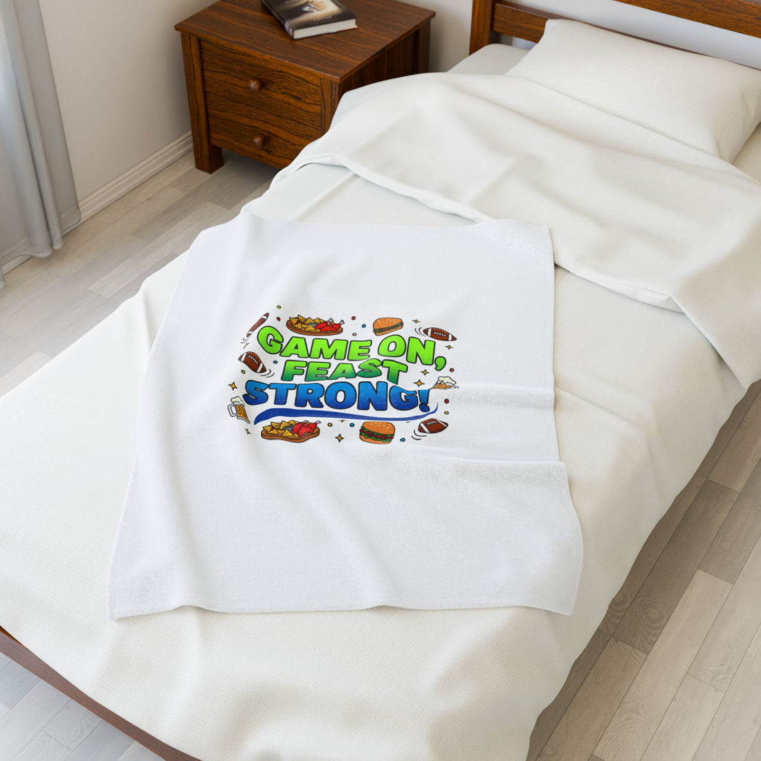 Game On Feast Strong Velveteen Blanket | Super Bowl Party, Game Day Humor
