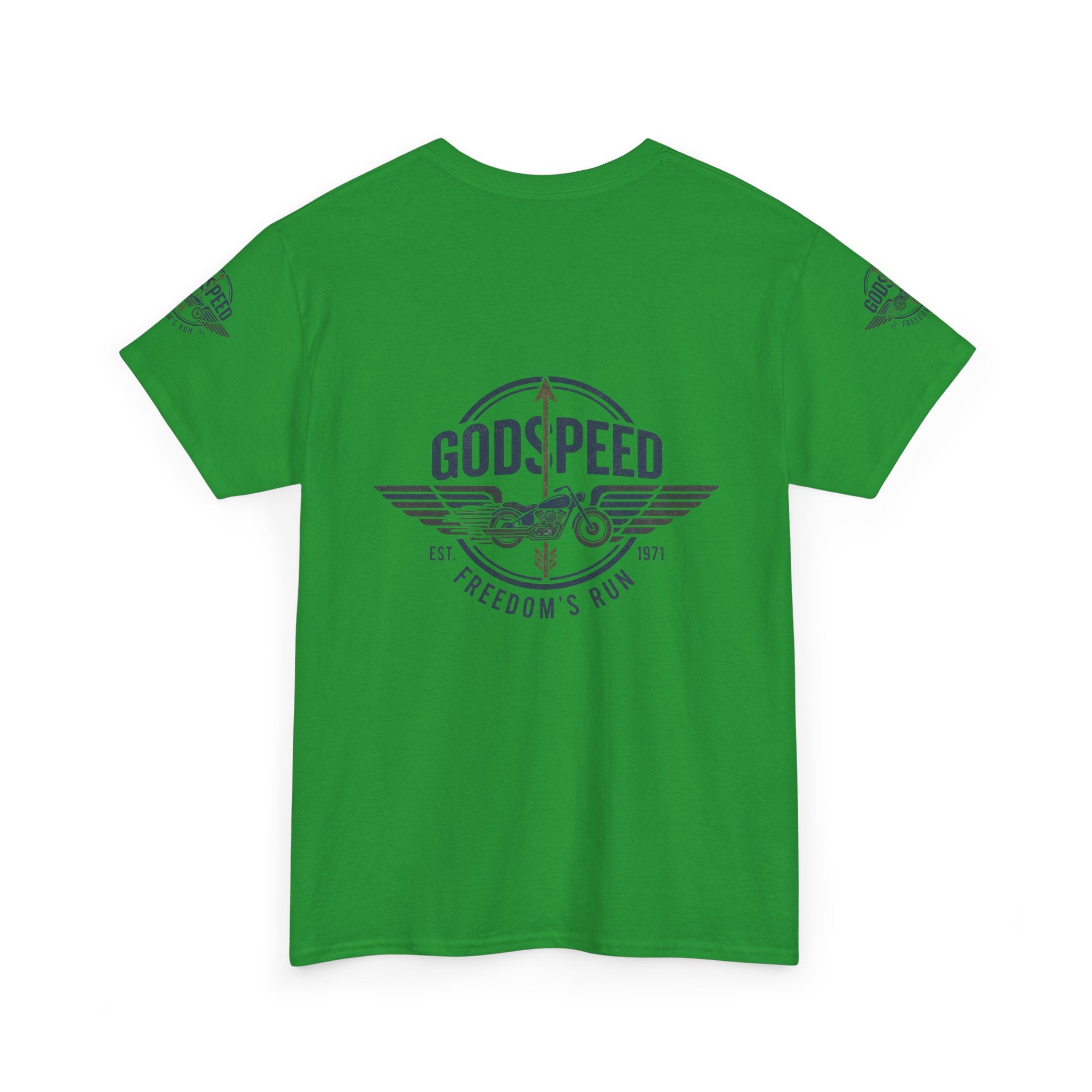 Godspeed Freedom Run Unisex Heavy Cotton Tee, Classic Graphic T-Shirt, Casual Wear, Gift for Runners, Vintage Style Apparel - Goat Corp