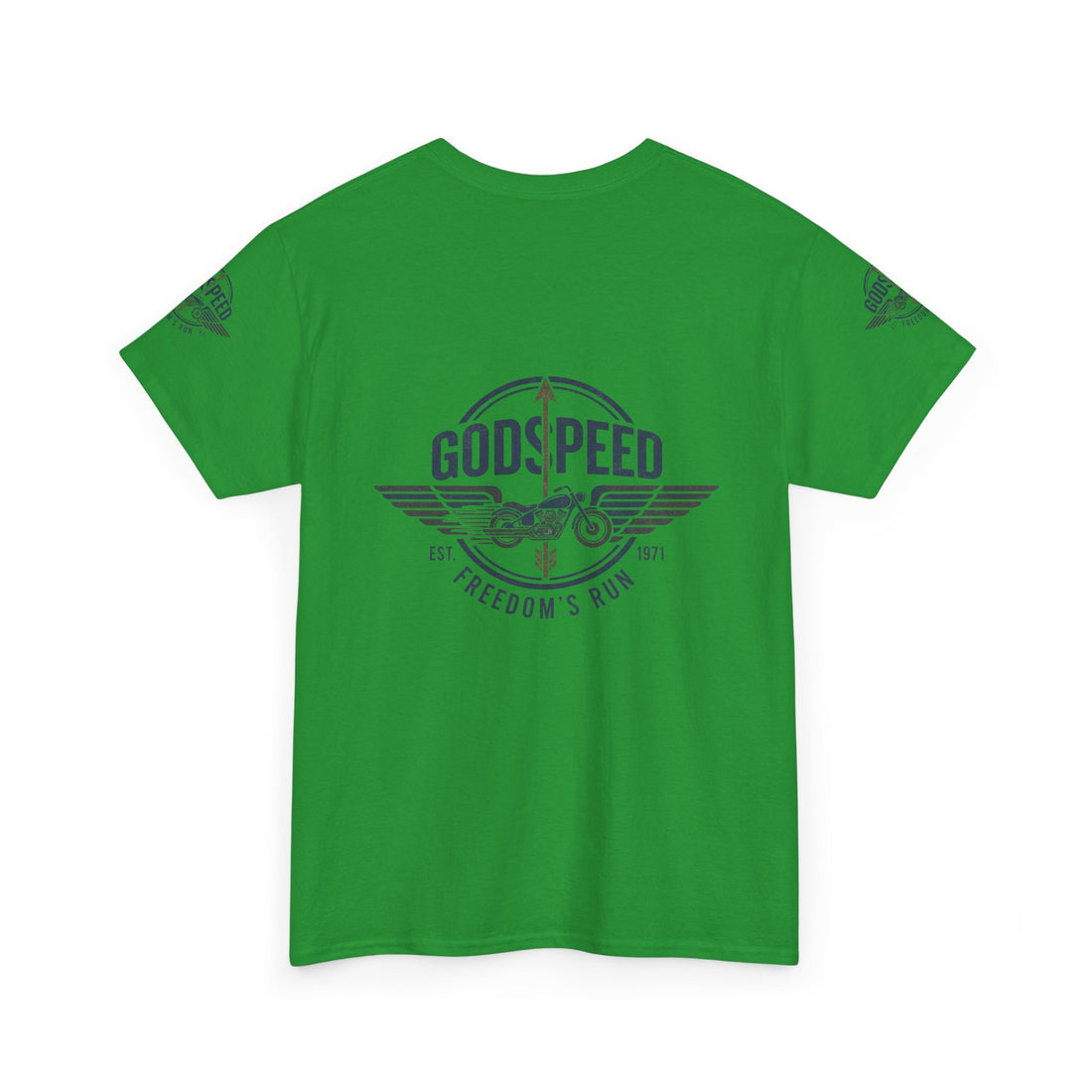 Godspeed Freedom Run Unisex Heavy Cotton Tee, Classic Graphic T-Shirt, Casual Wear, Gift for Runners, Vintage Style Apparel - Goat Corp