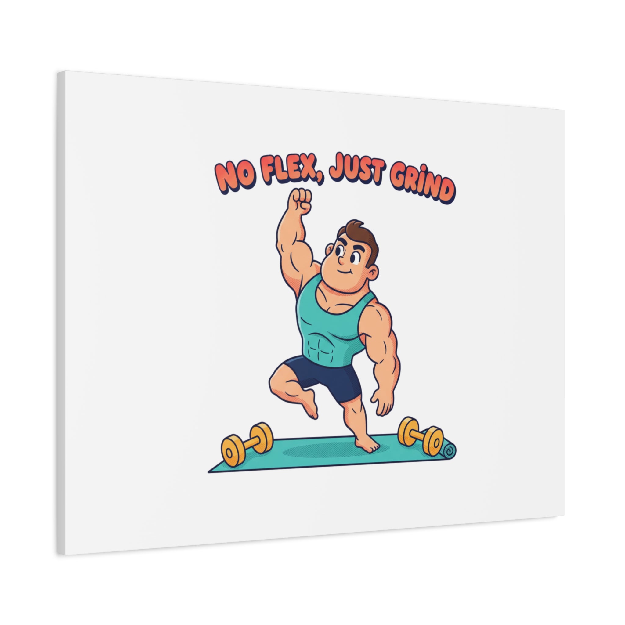 No Flex Just Grind canvas, Gymtimidation humor wall art | start small fitness décor