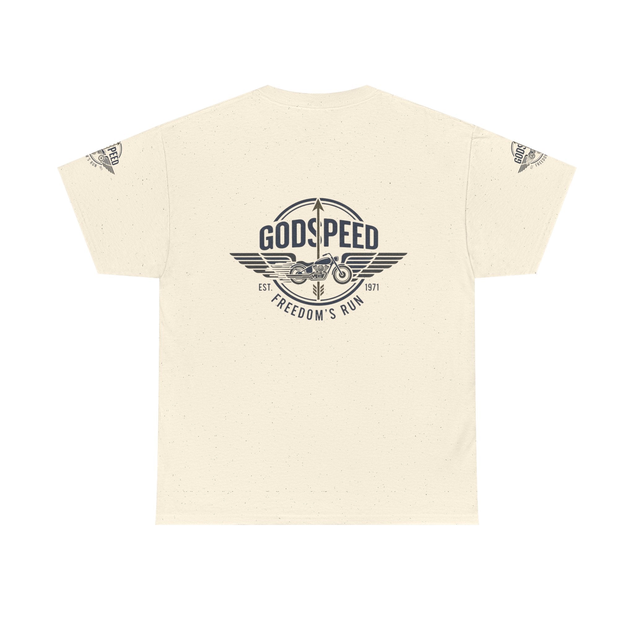 Godspeed Freedom Run Unisex Heavy Cotton Tee, Classic Graphic T-Shirt, Casual Wear, Gift for Runners, Vintage Style Apparel - Goat Corp
