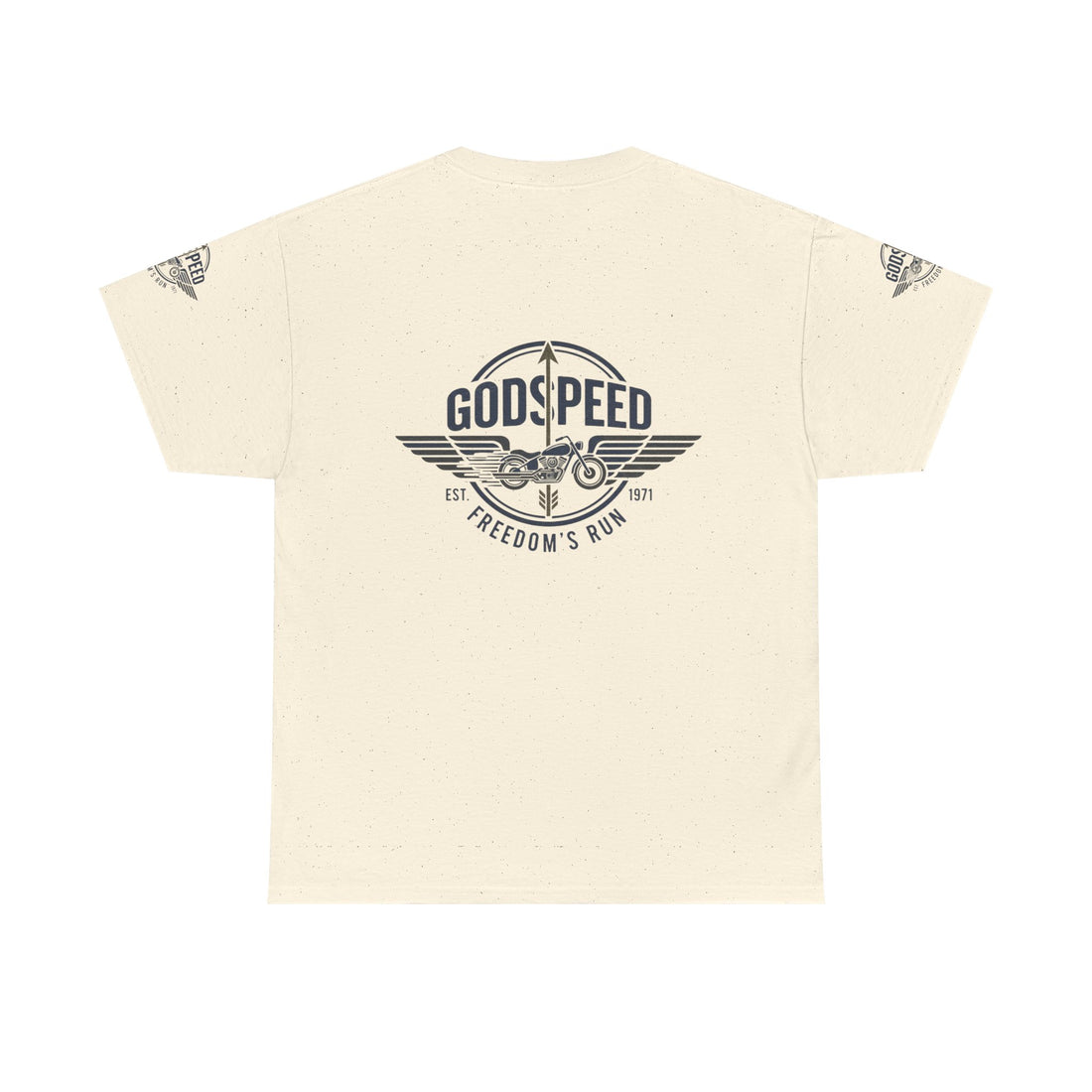Godspeed Freedom Run Unisex Heavy Cotton Tee, Classic Graphic T-Shirt, Casual Wear, Gift for Runners, Vintage Style Apparel - Goat Corp