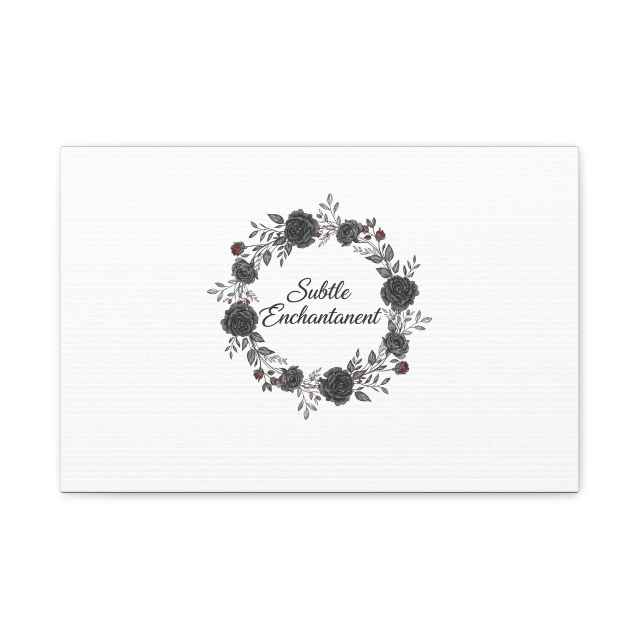 Moon Rose Wreath Canvas, Romantic Gothic Lite, Soft Goth Floral Wall Art