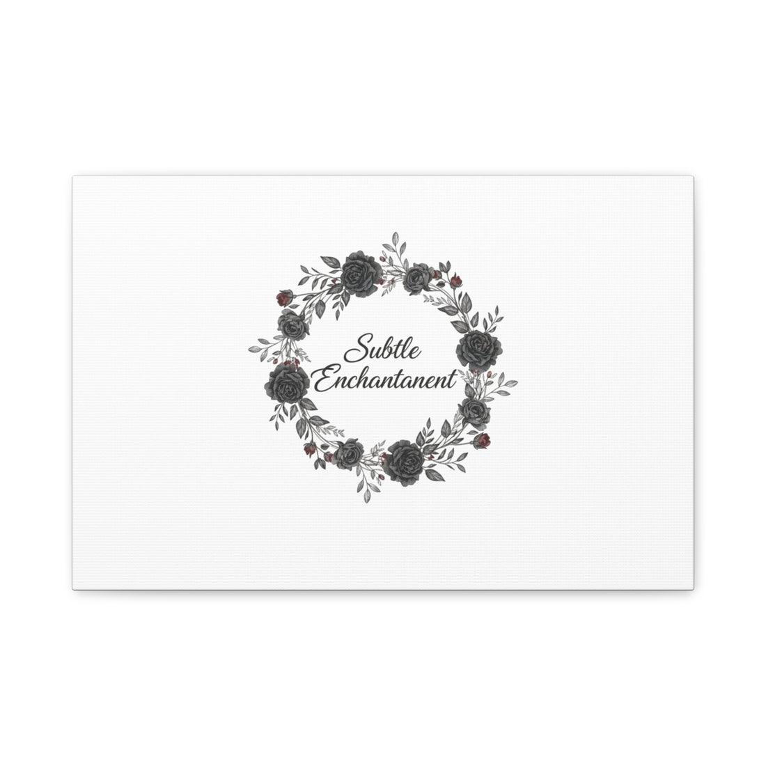 Moon Rose Wreath Canvas, Romantic Gothic Lite, Soft Goth Floral Wall Art