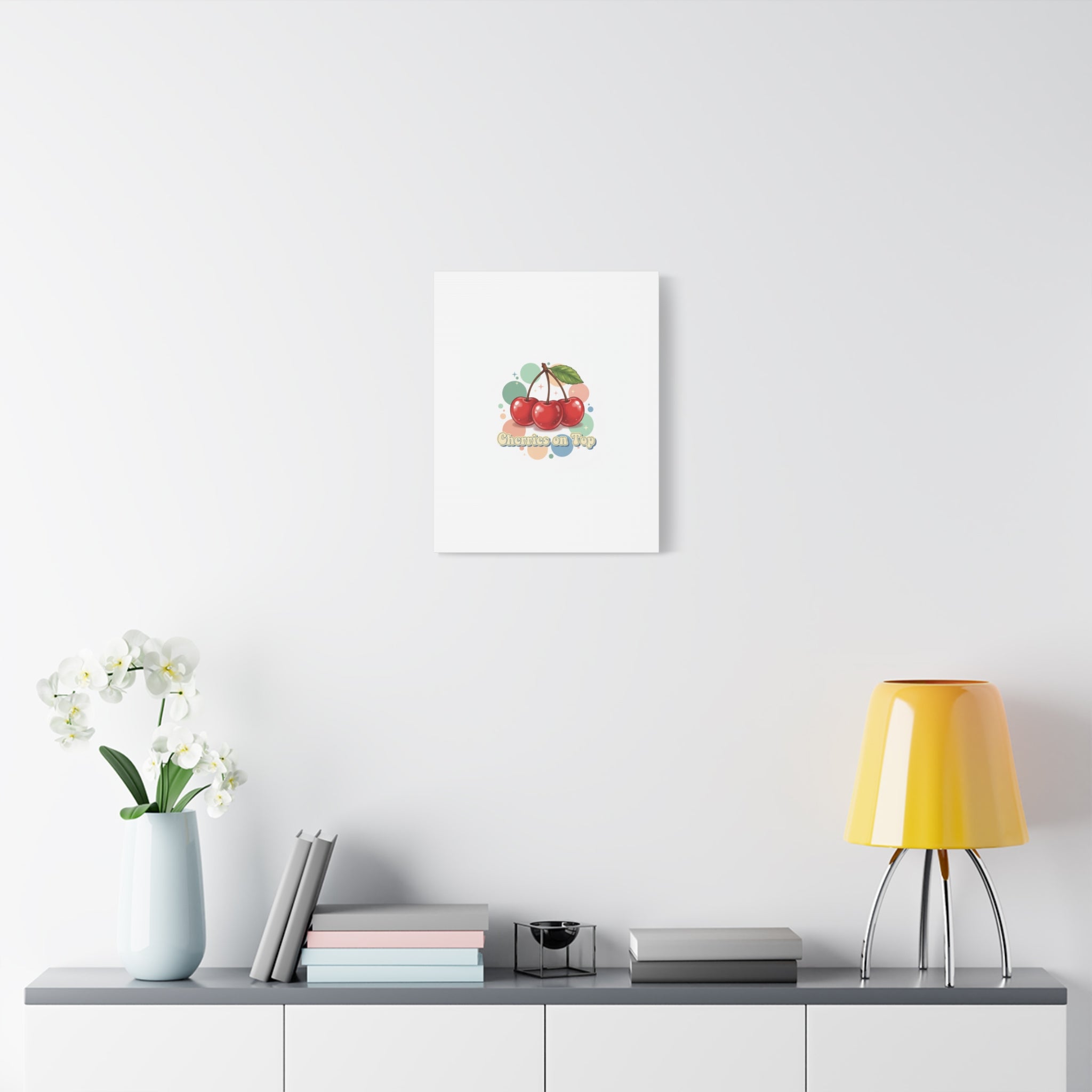 Cherries on Top Canvas | Retro Kawaii Fruit Wall Art