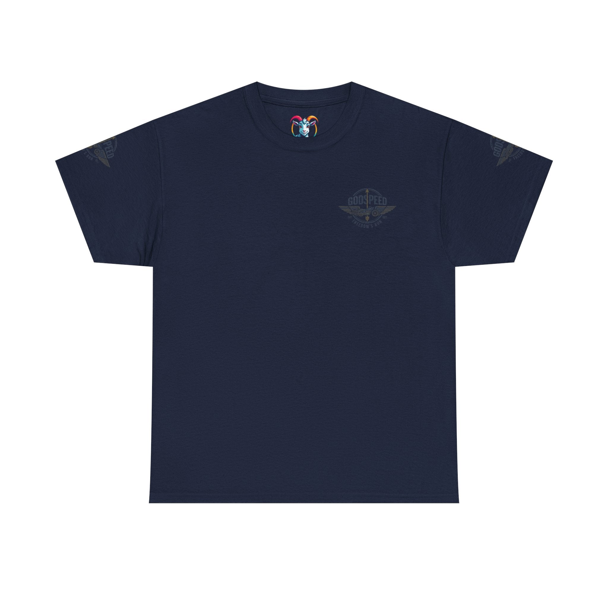 Godspeed Freedom Run Unisex Heavy Cotton Tee, Classic Graphic T-Shirt, Casual Wear, Gift for Runners, Vintage Style Apparel - Goat Corp