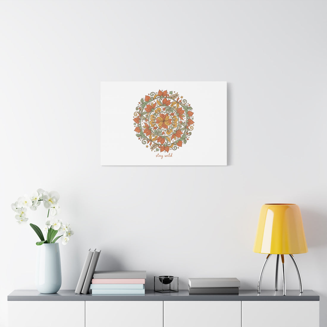 Stay Wild Mandala Canvas, Boho Paisley Wall Art | Artisanal Boho Print