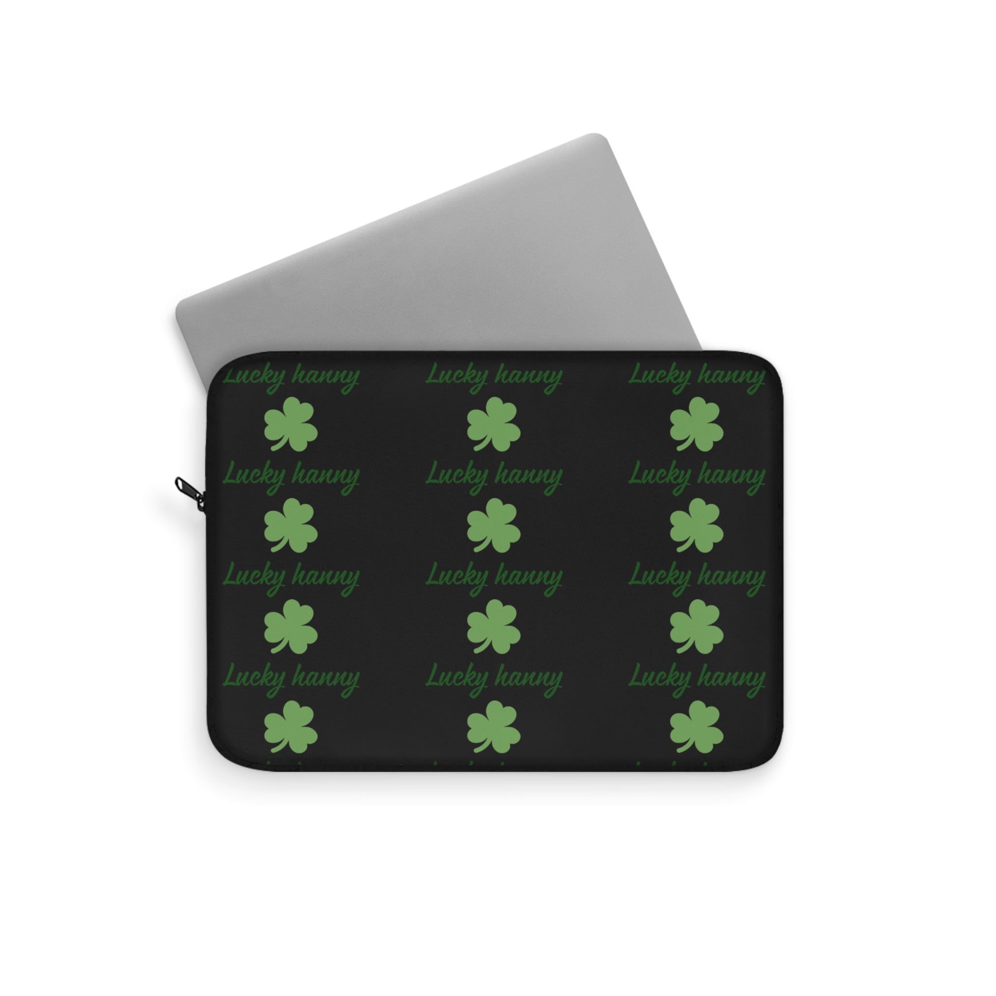 Lucky Hanny Clovers Laptop Sleeve | St. Patrick's Day Gift | Trendy Tech Case | Lucky Charm Sleeve | Green Shamrock Design - Goat Corp