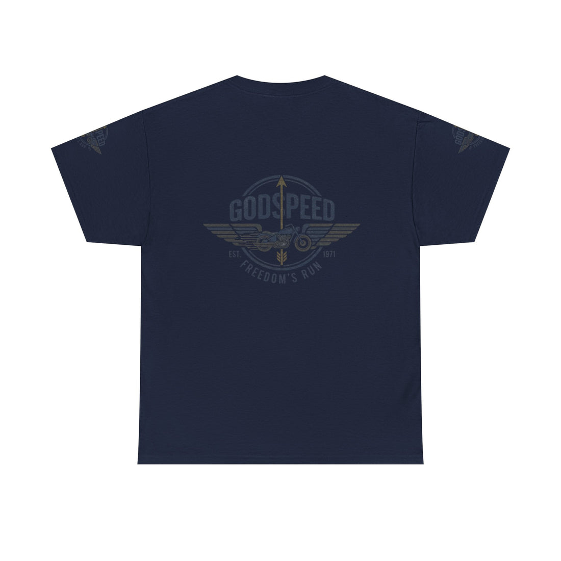 Godspeed Freedom Run Unisex Heavy Cotton Tee, Classic Graphic T-Shirt, Casual Wear, Gift for Runners, Vintage Style Apparel - Goat Corp