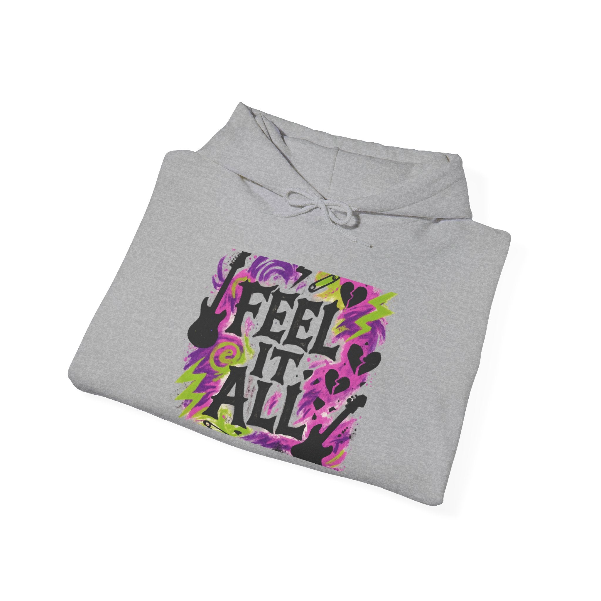 Feel It All Hoodie — Colorful Floral Typography Hooded Sweatshirt