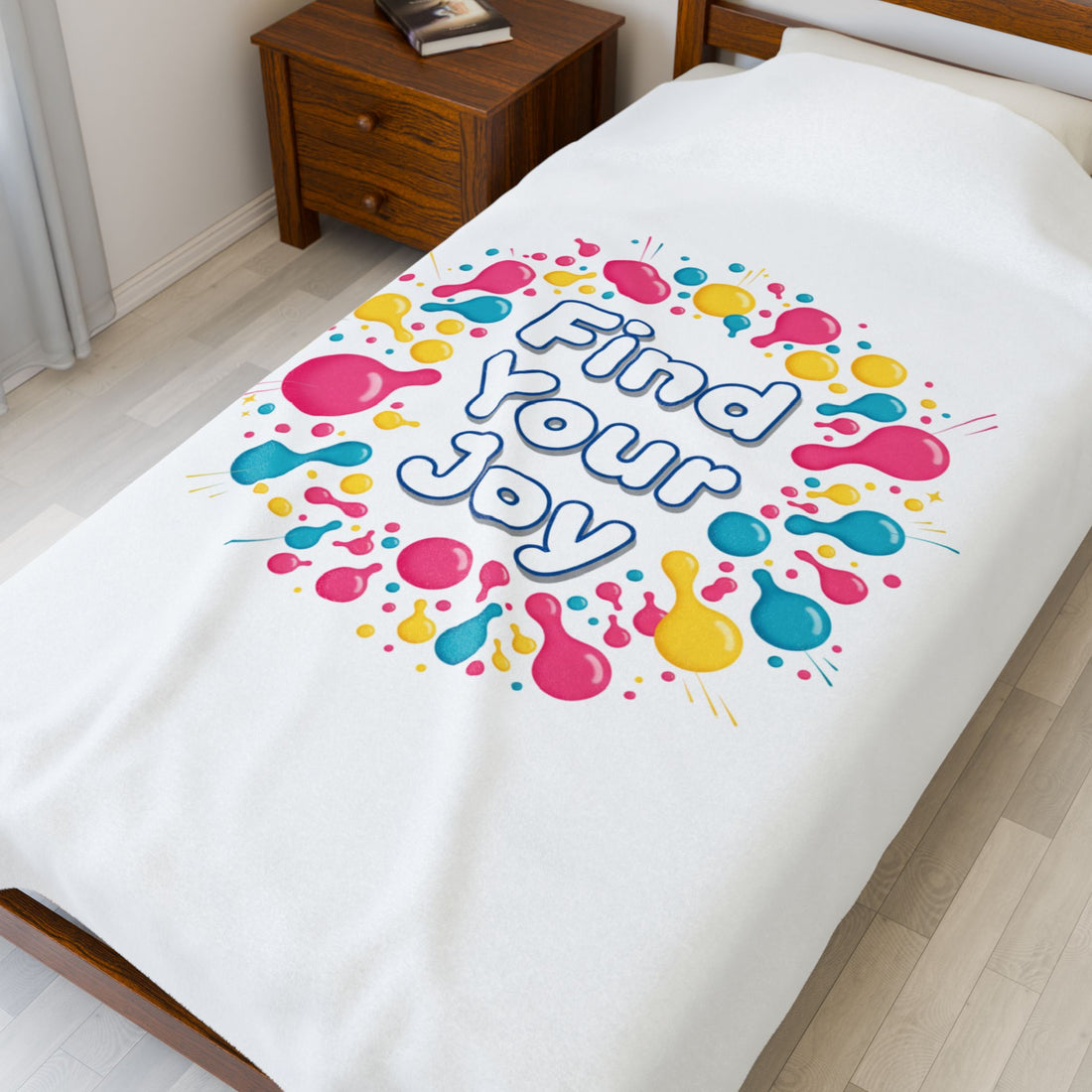 Find Your Joy Velveteen Plush Blanket | Dopamine Decor, Neon Gradient Squiggle