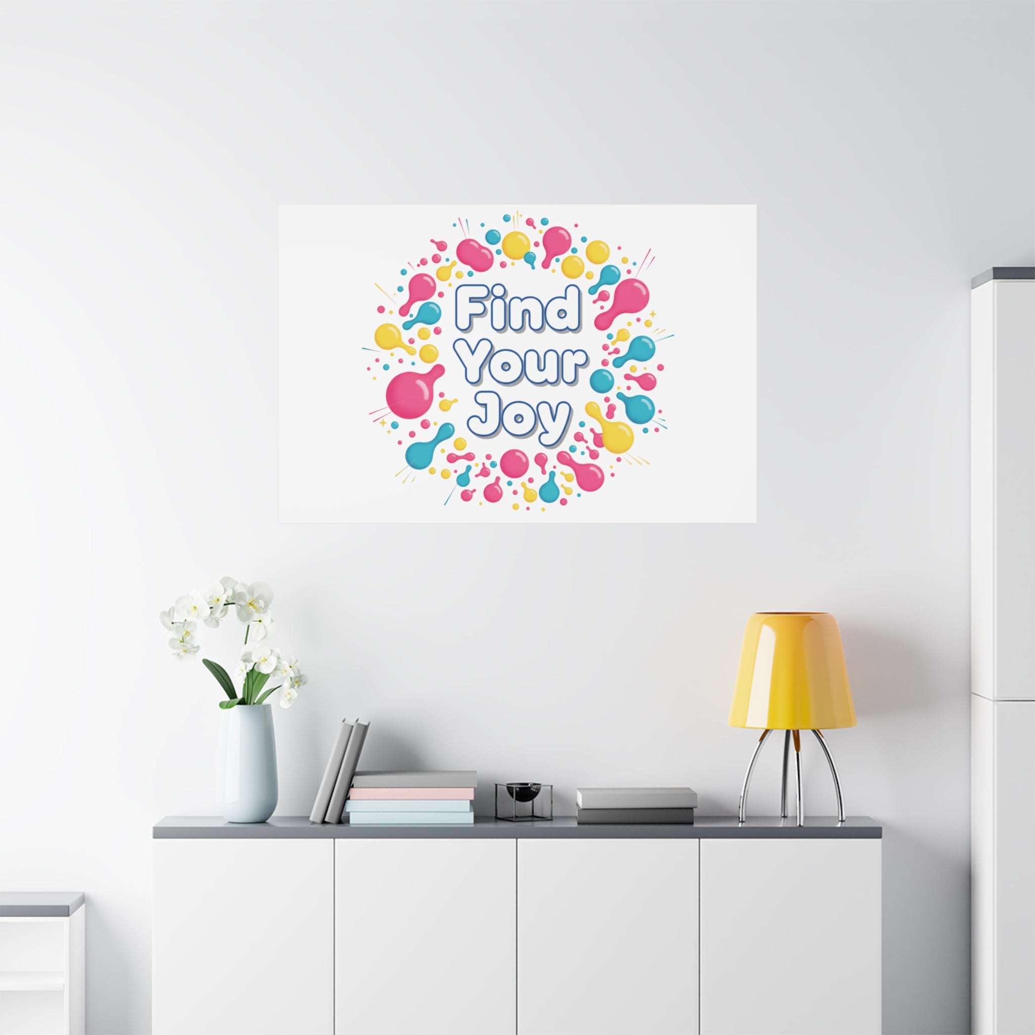 Find Your Joy Canvas | Dopamine Decor, Neon Gradient Squiggle Art
