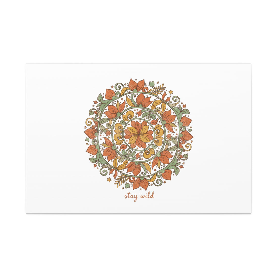 Stay Wild Mandala Canvas, Boho Paisley Wall Art | Artisanal Boho Print