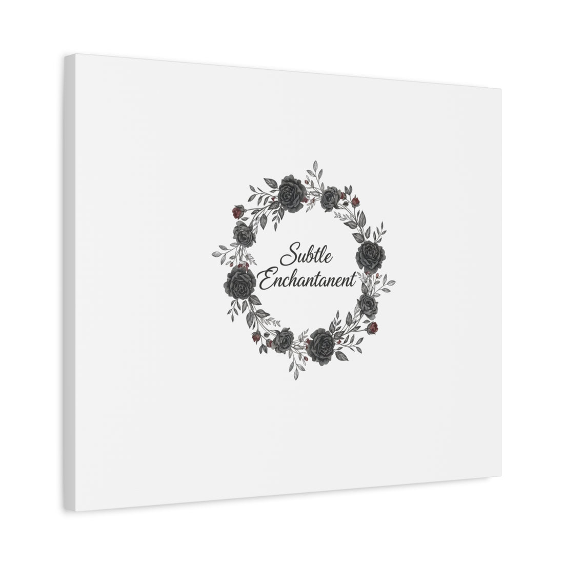 Moon Rose Wreath Canvas, Romantic Gothic Lite, Soft Goth Floral Wall Art