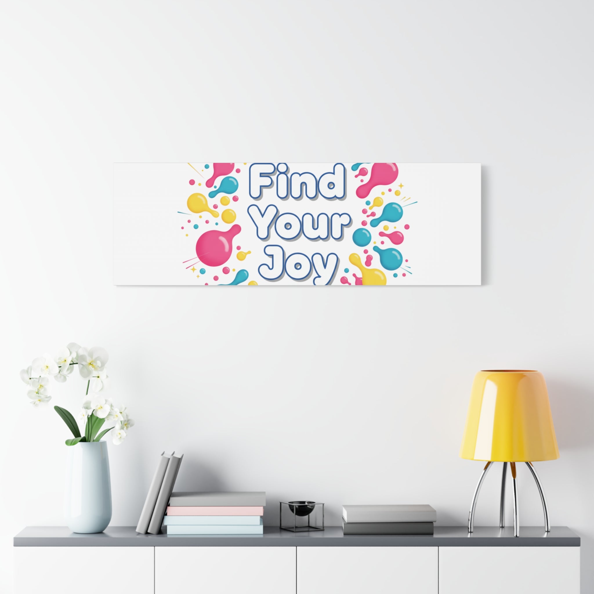 Find Your Joy Canvas | Dopamine Decor, Neon Gradient Squiggle Art