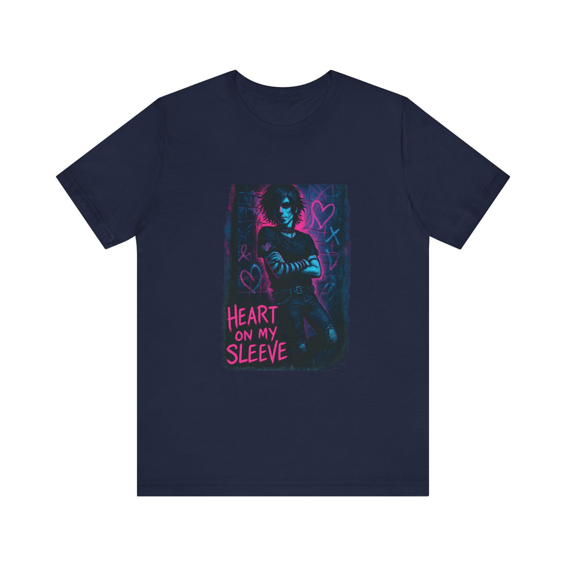 Heart On My Sleeve Graphic Tee — Neon Goth Portrait T‑Shirt