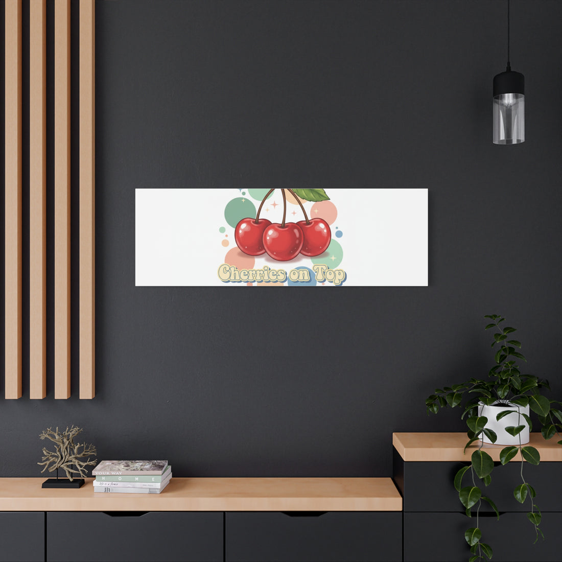 Cherries on Top Canvas | Retro Kawaii Fruit Wall Art