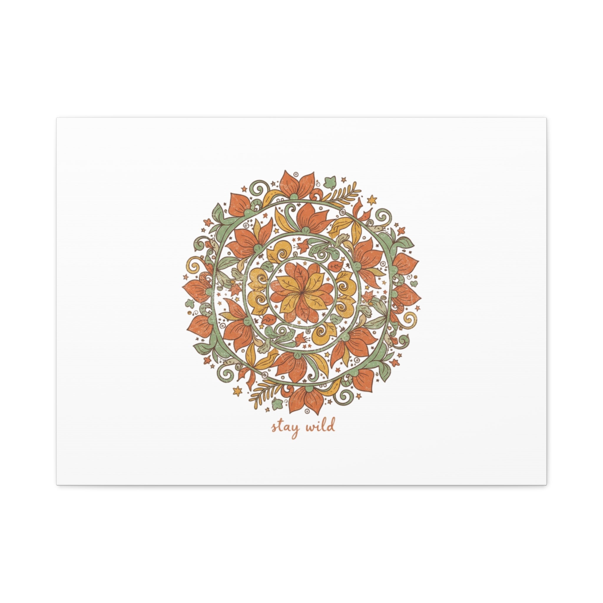 Stay Wild Mandala Canvas, Boho Paisley Wall Art | Artisanal Boho Print