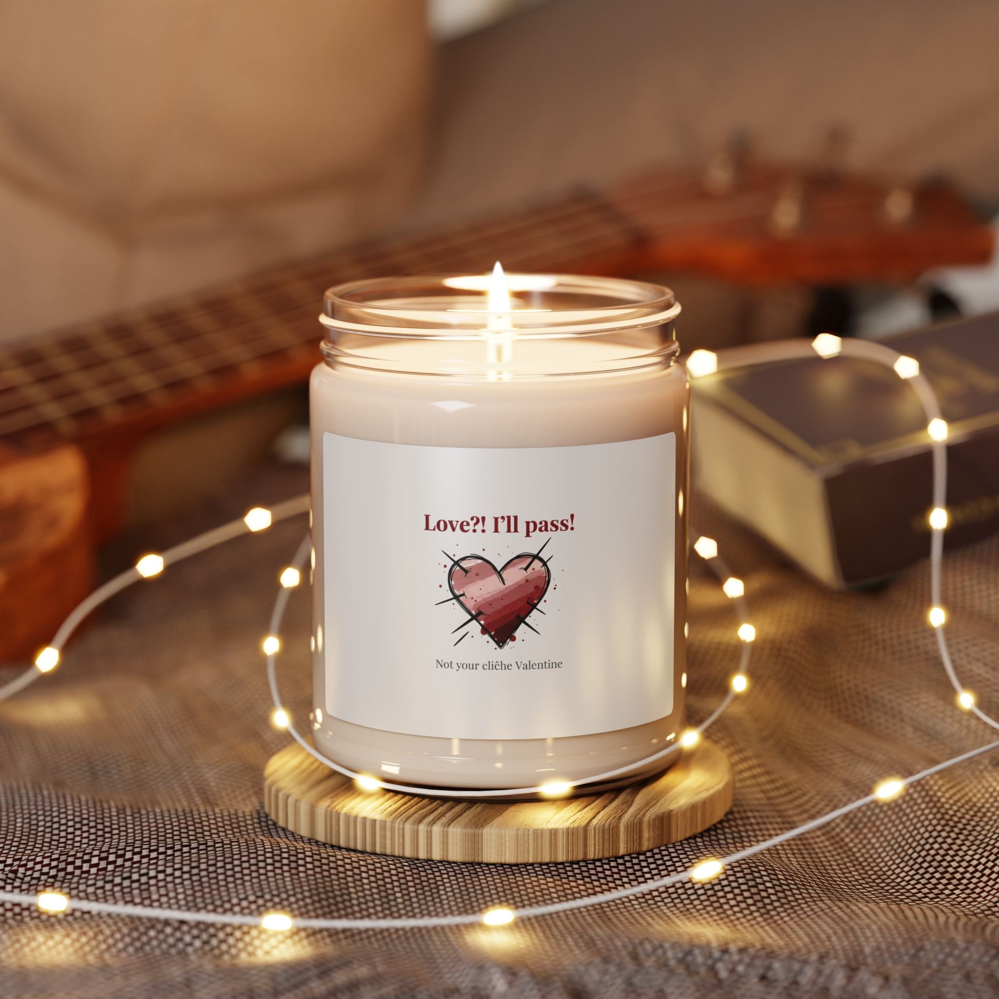 Snarky Thorned Heart Candle, Soy Jar | Anti‑Valentine, Edgy Heart