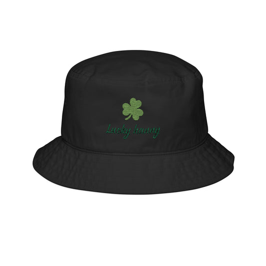 St. Patrick's Day Bucket Hat, Lucky Charm Hat, Embroidered Hat for Celebrations, Green Clover Accessory, Holiday Gift for Him/Her