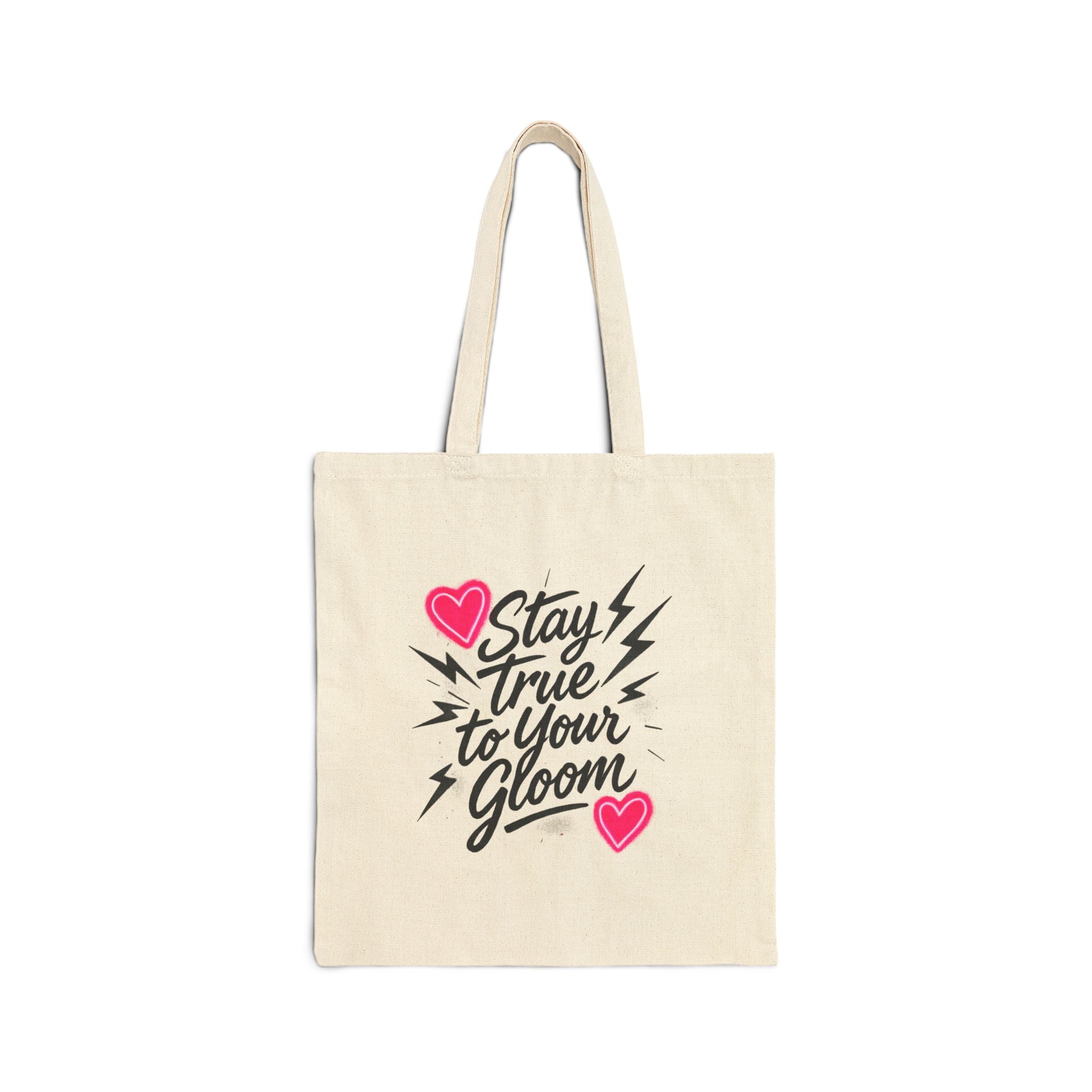 Canvas Tote Bag — "Stay True to Your Gloom" Heart & Lightning Eco Shopper
