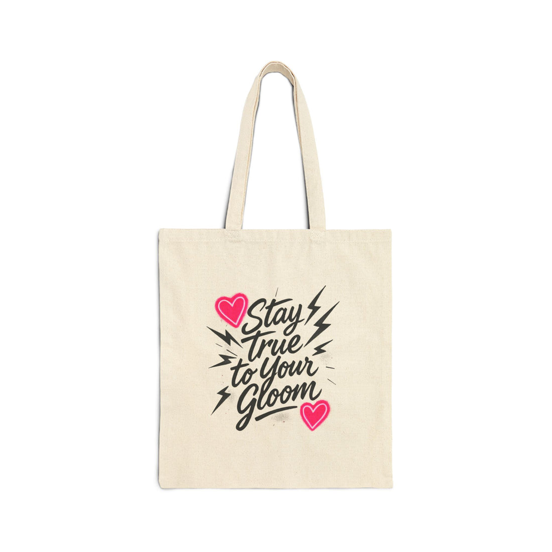 Canvas Tote Bag — "Stay True to Your Gloom" Heart & Lightning Eco Shopper