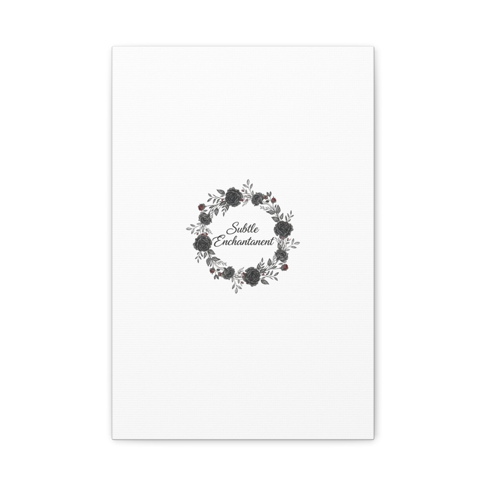 Moon Rose Wreath Canvas, Romantic Gothic Lite, Soft Goth Floral Wall Art