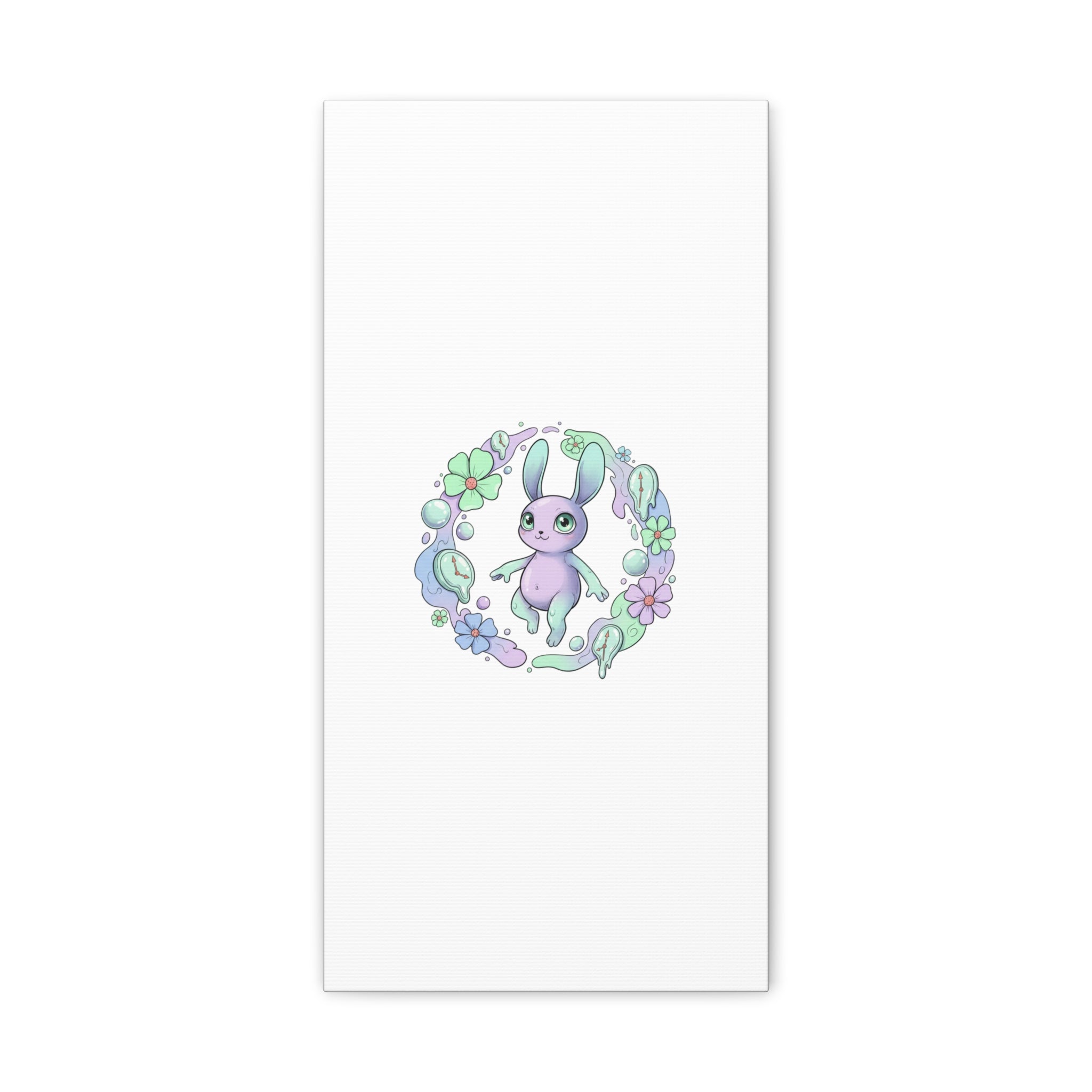 Micro-Surreal Bunny Wreath Canvas | Weirdcore Micro-Surrealism Art