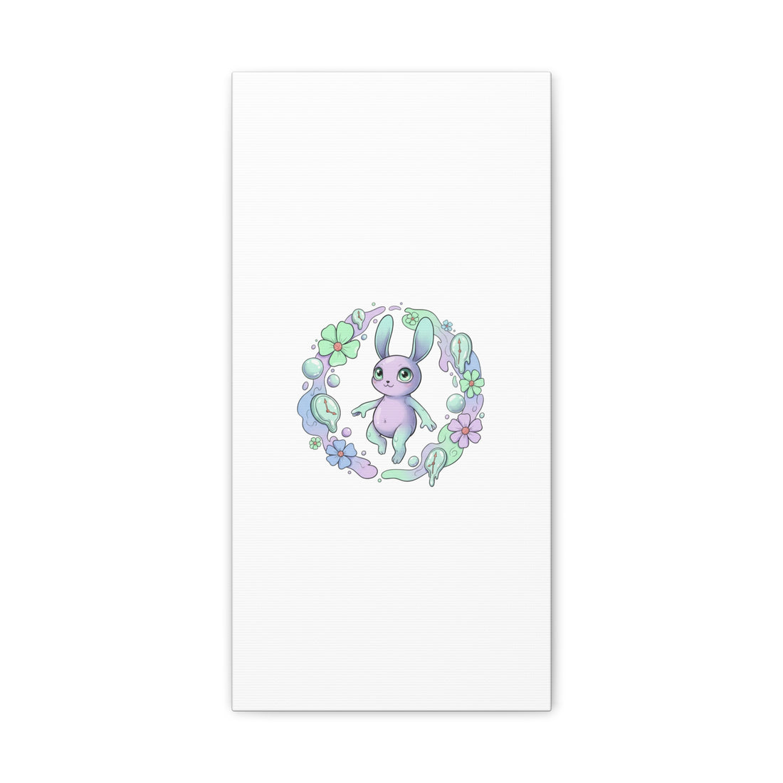 Micro-Surreal Bunny Wreath Canvas | Weirdcore Micro-Surrealism Art