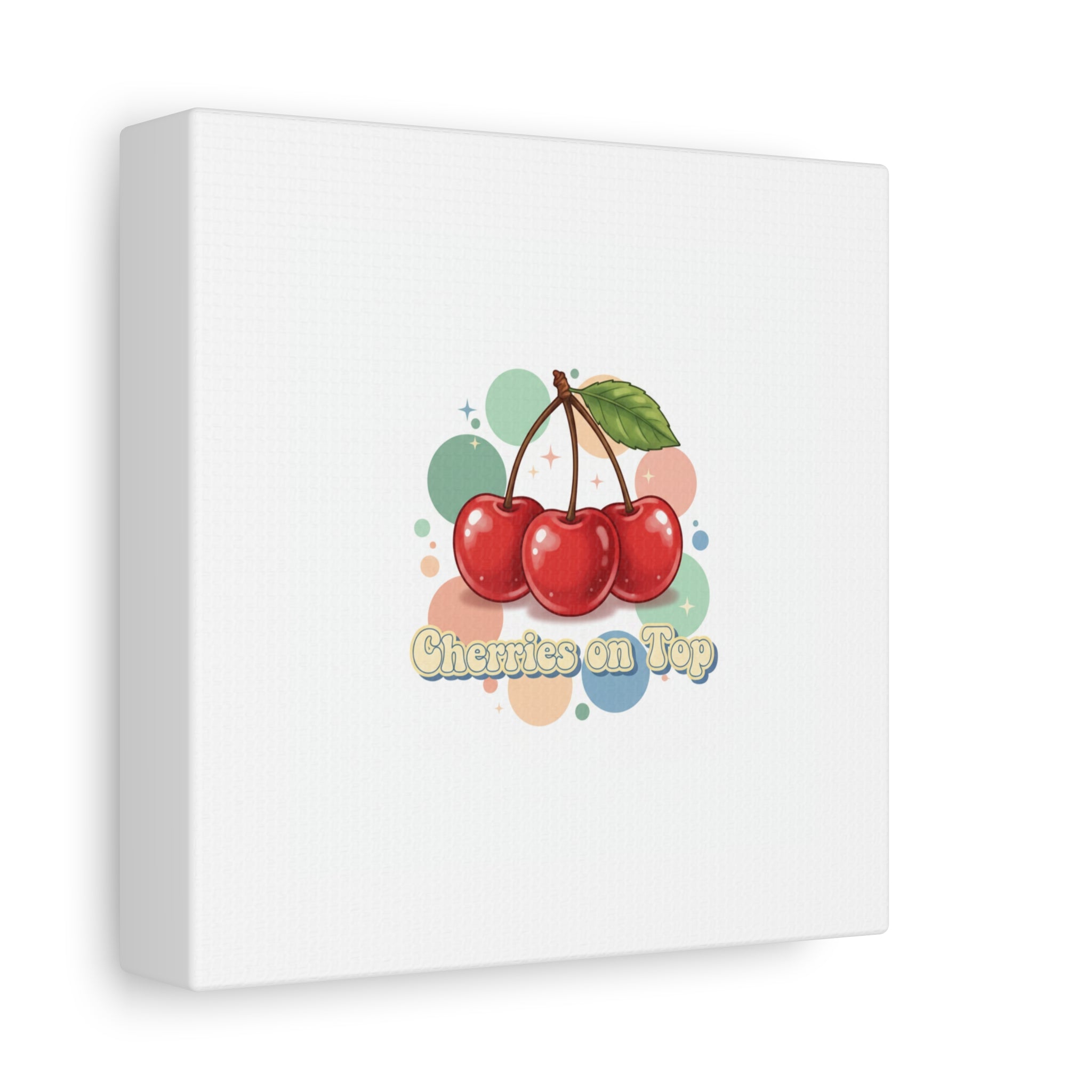 Cherries on Top Canvas | Retro Kawaii Fruit Wall Art